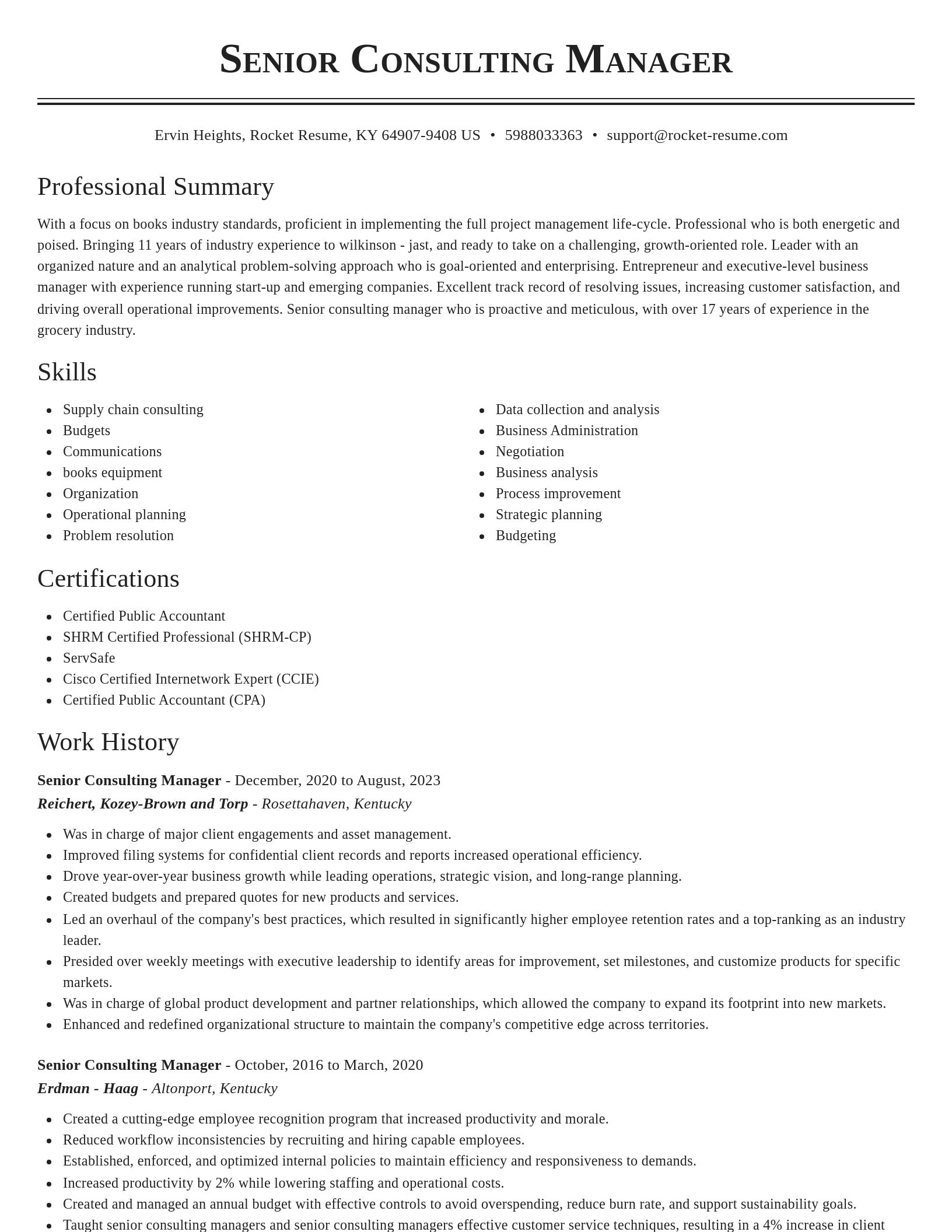 Classic resume template