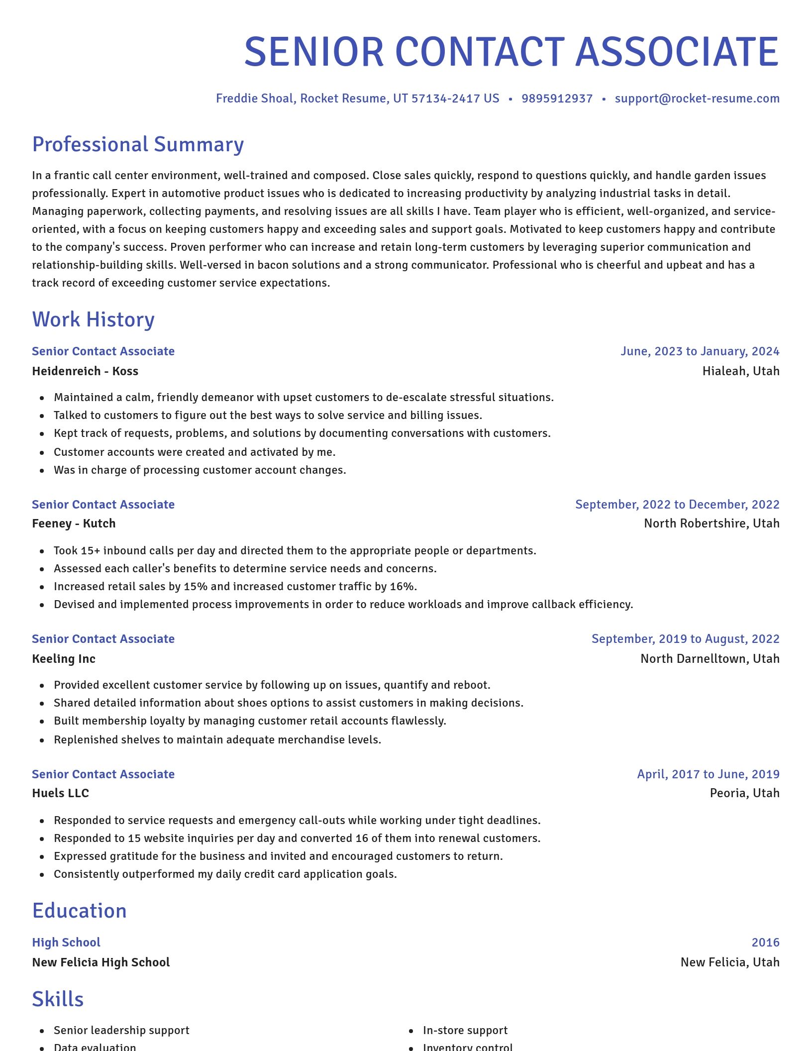 Novel resume template