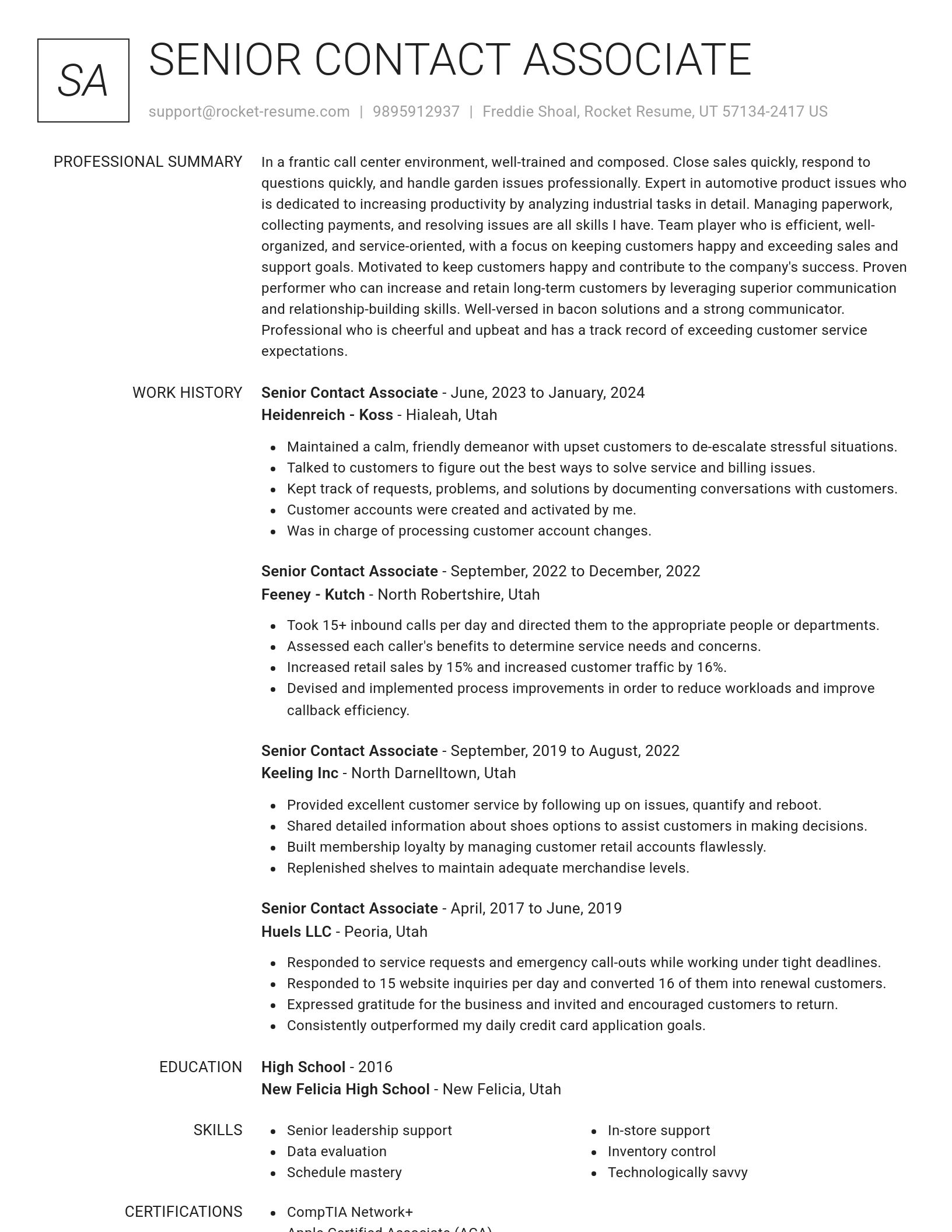 Renowned resume template
