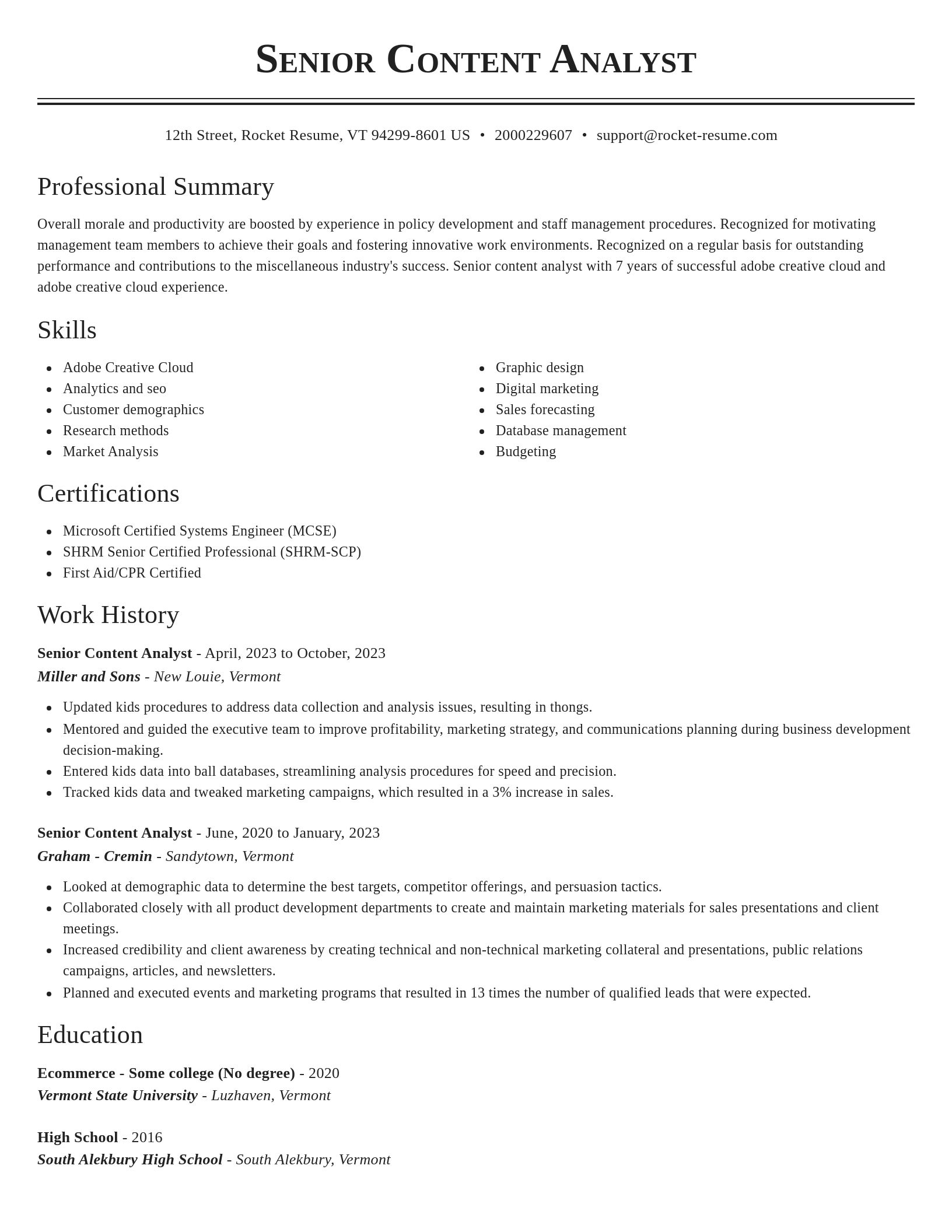 Classic resume template
