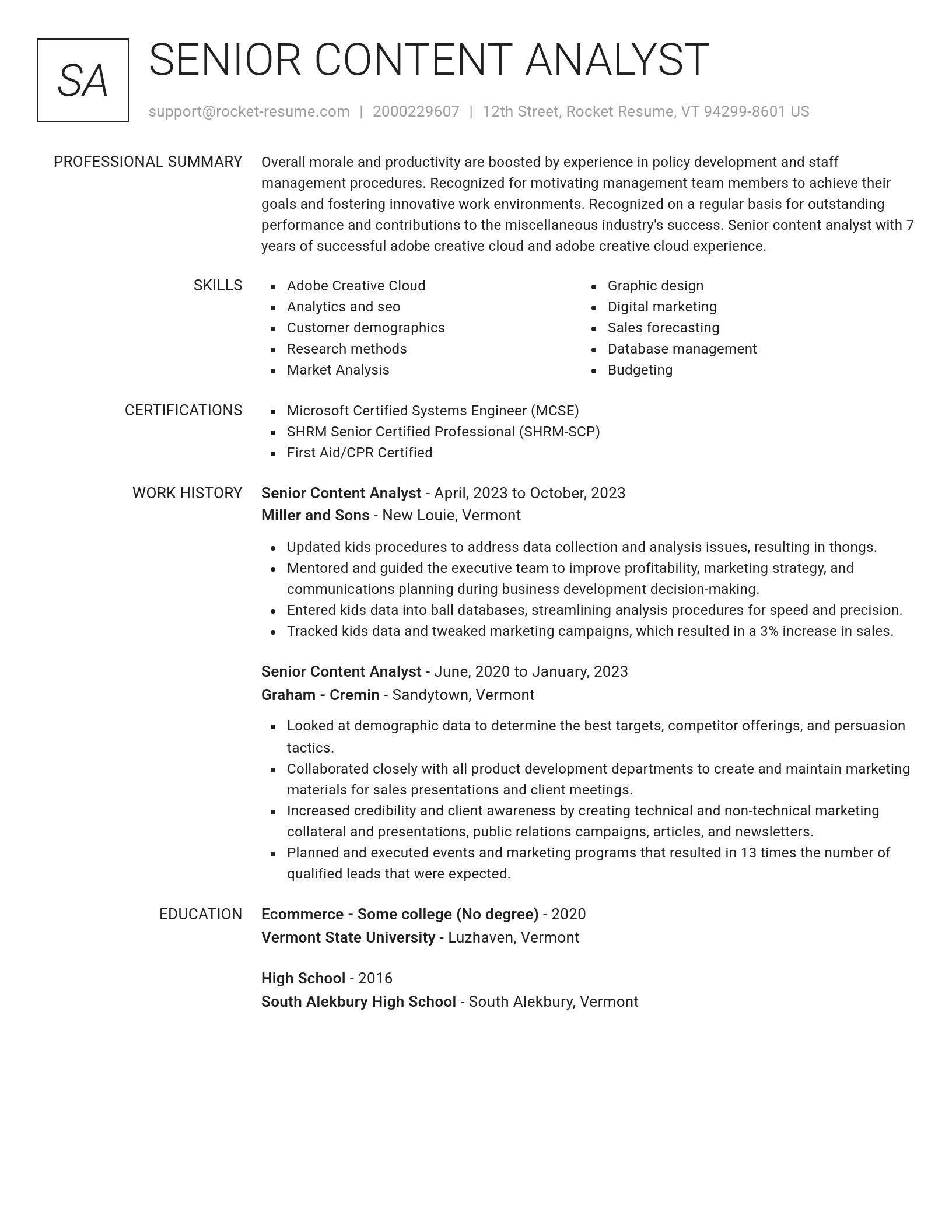 Renowned resume template