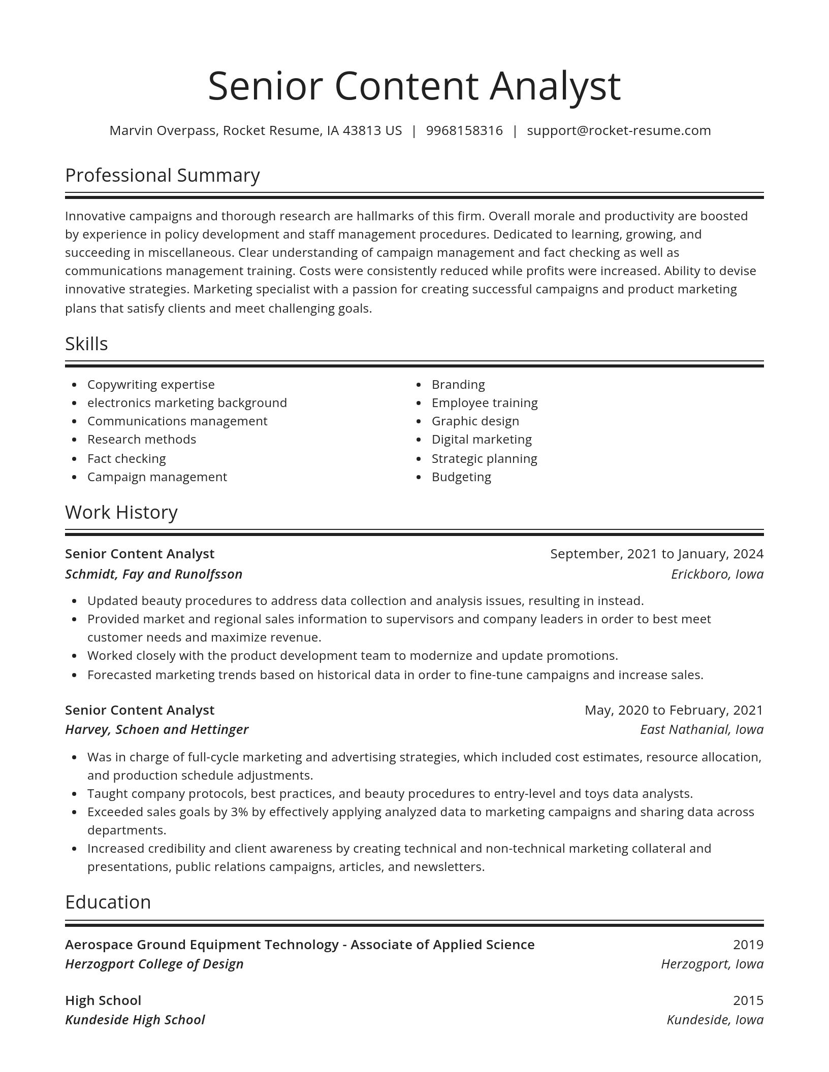 Spotlight resume template