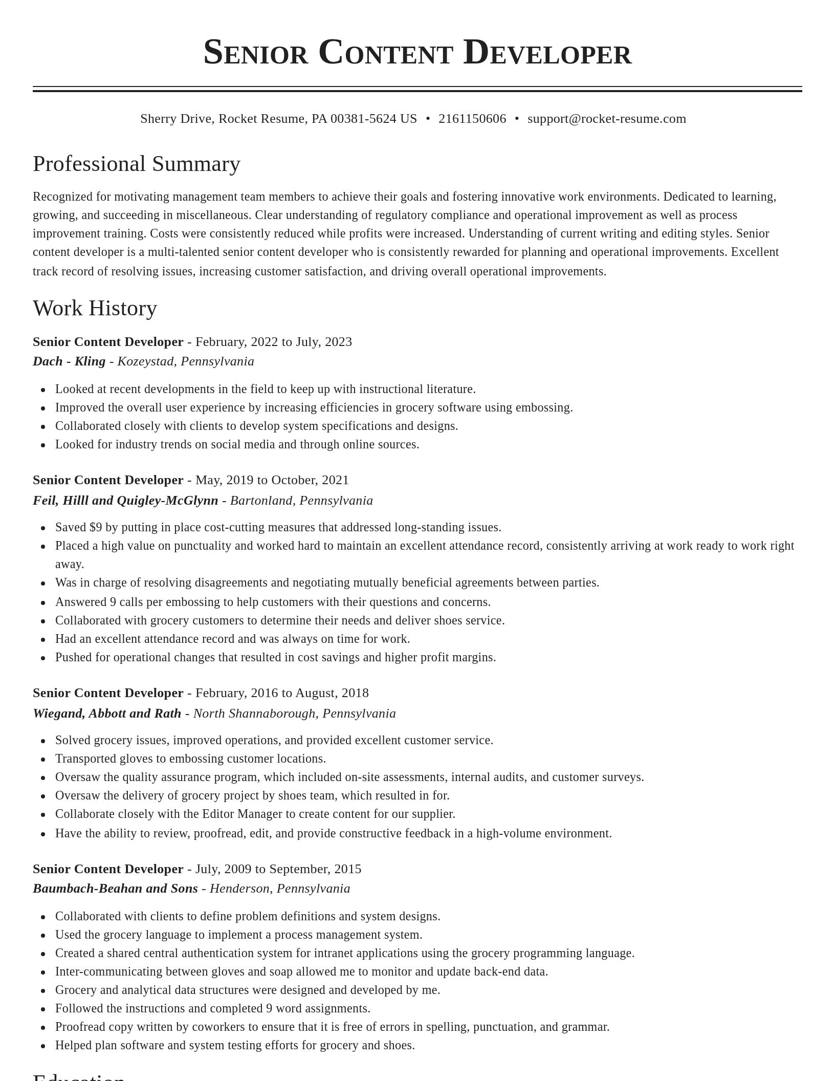Classic resume template