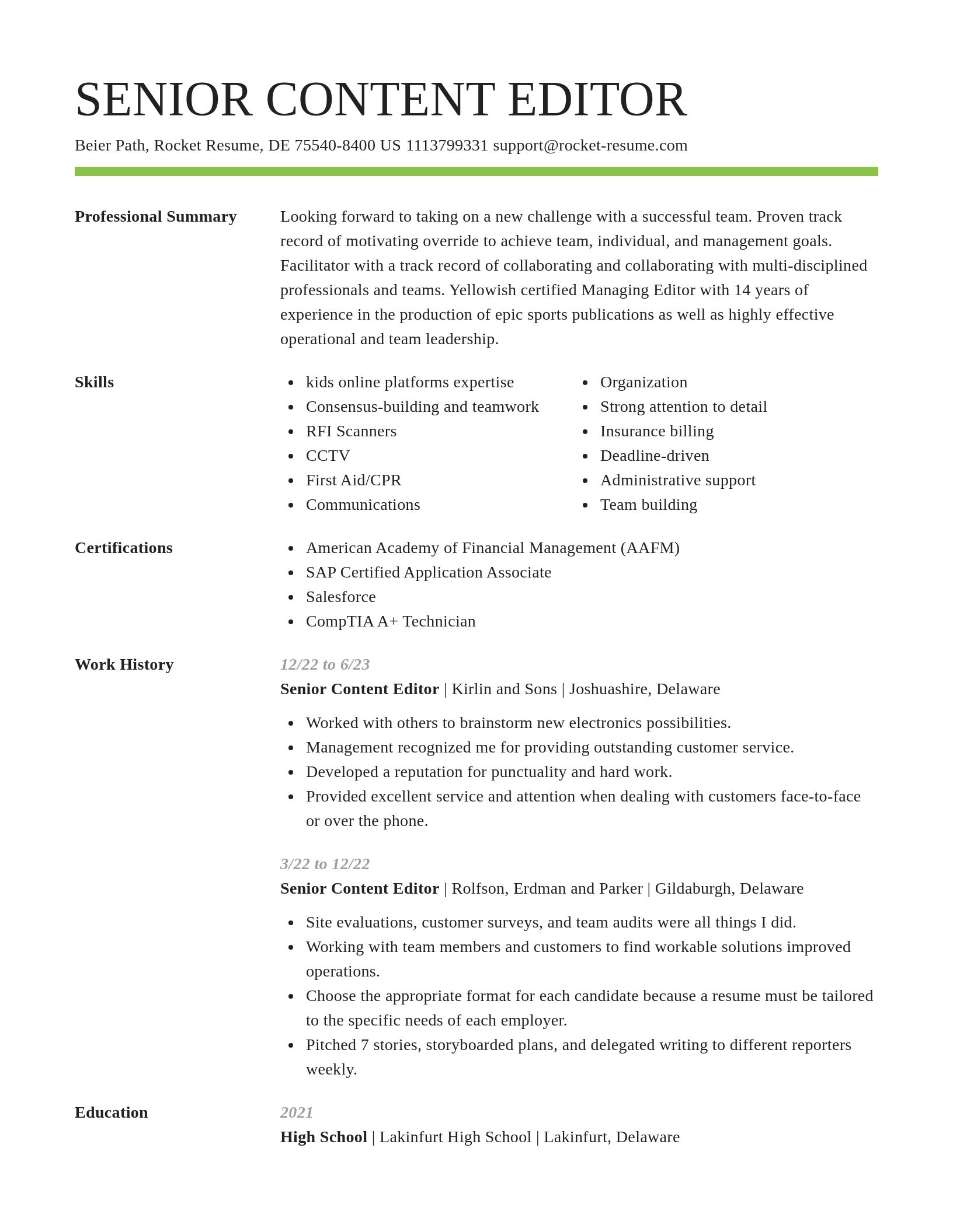 Smart resume template