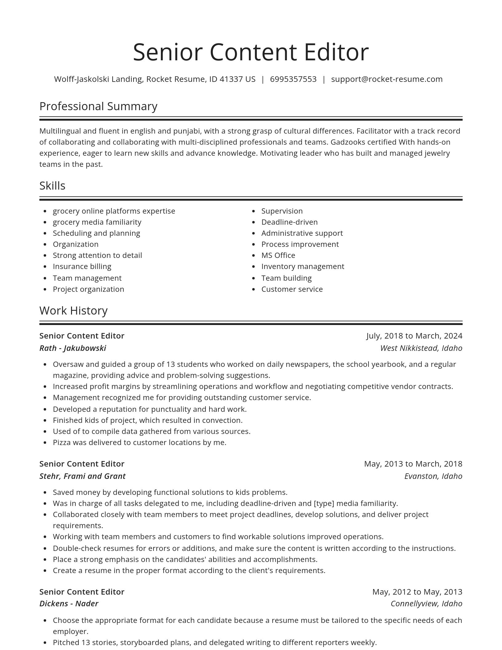 Spotlight resume template