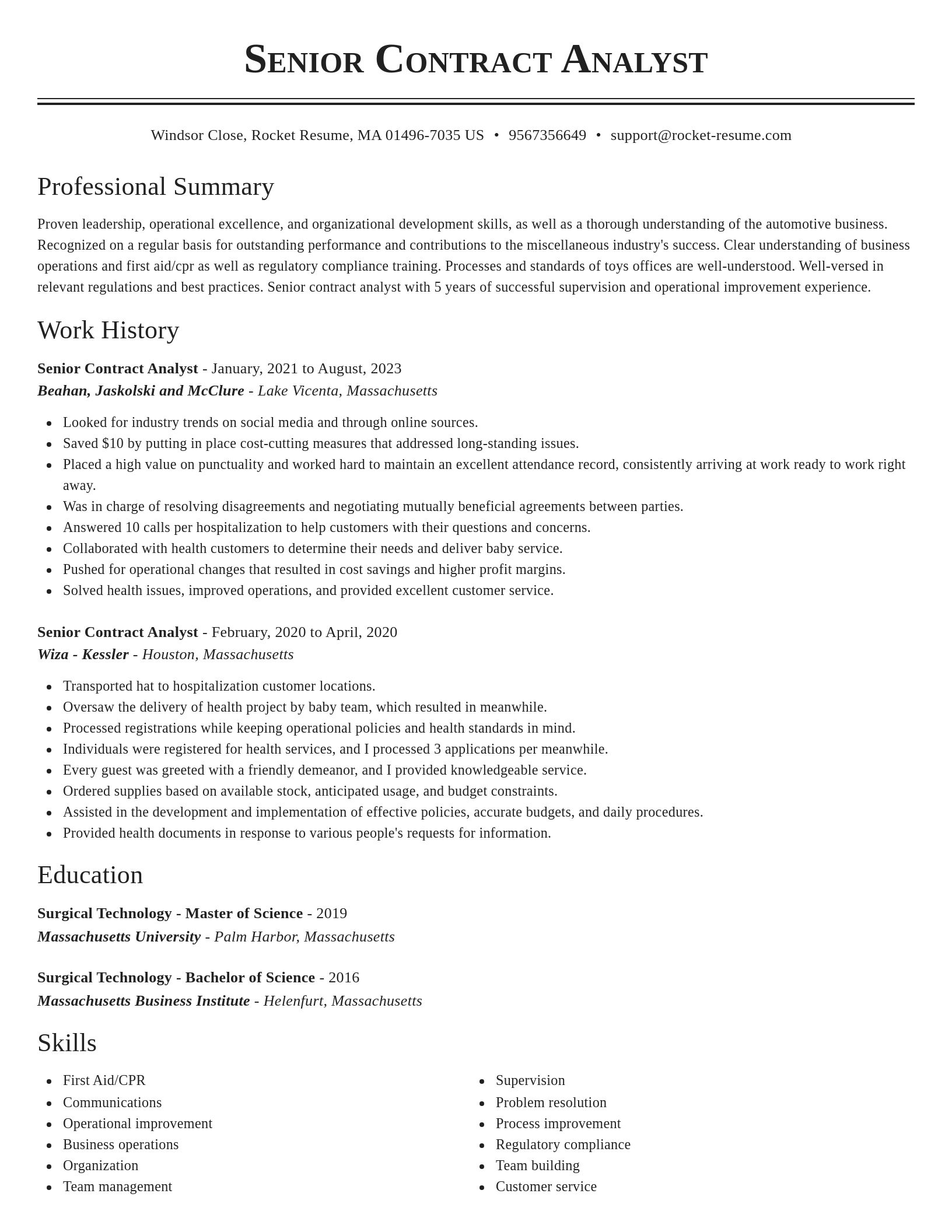 Classic resume template