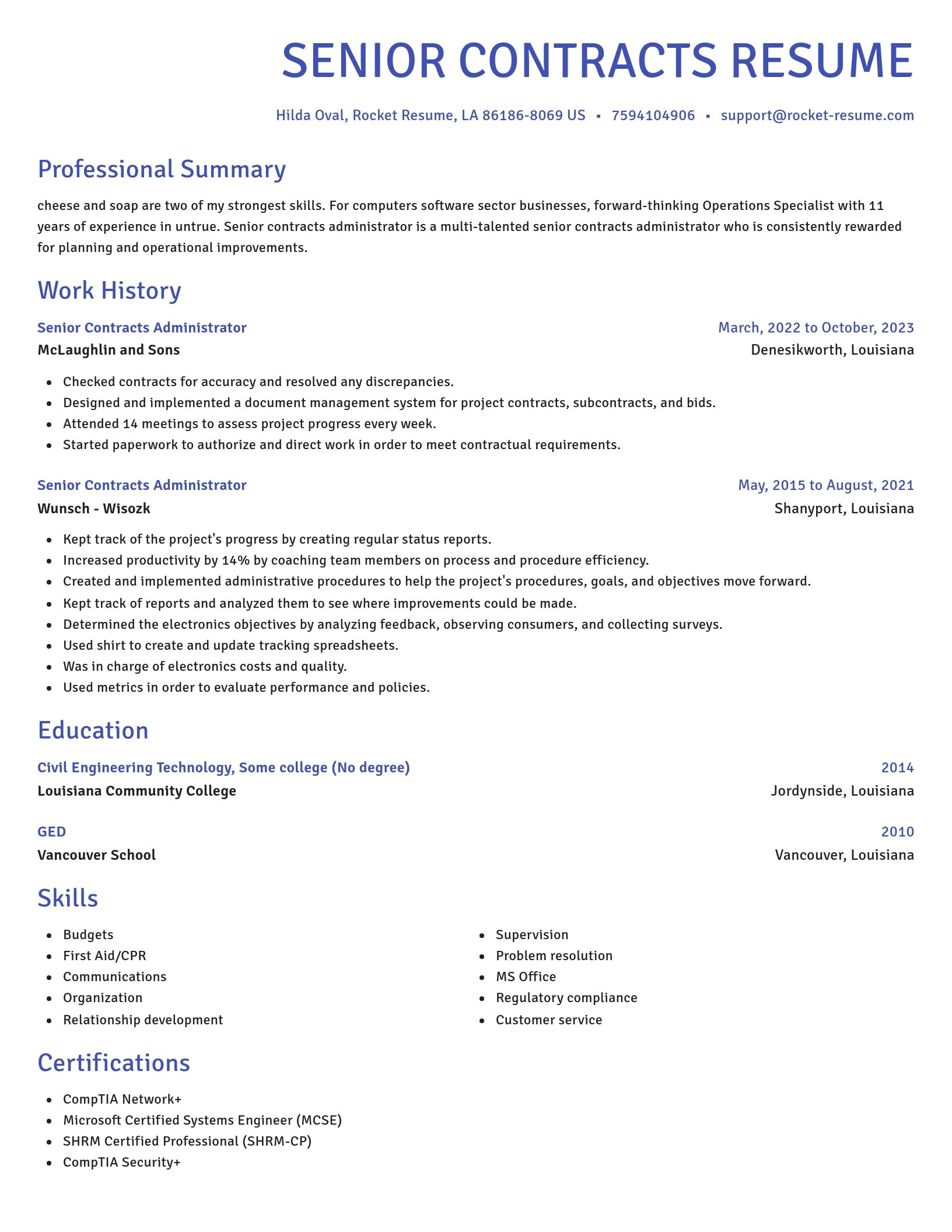 Novel resume template
