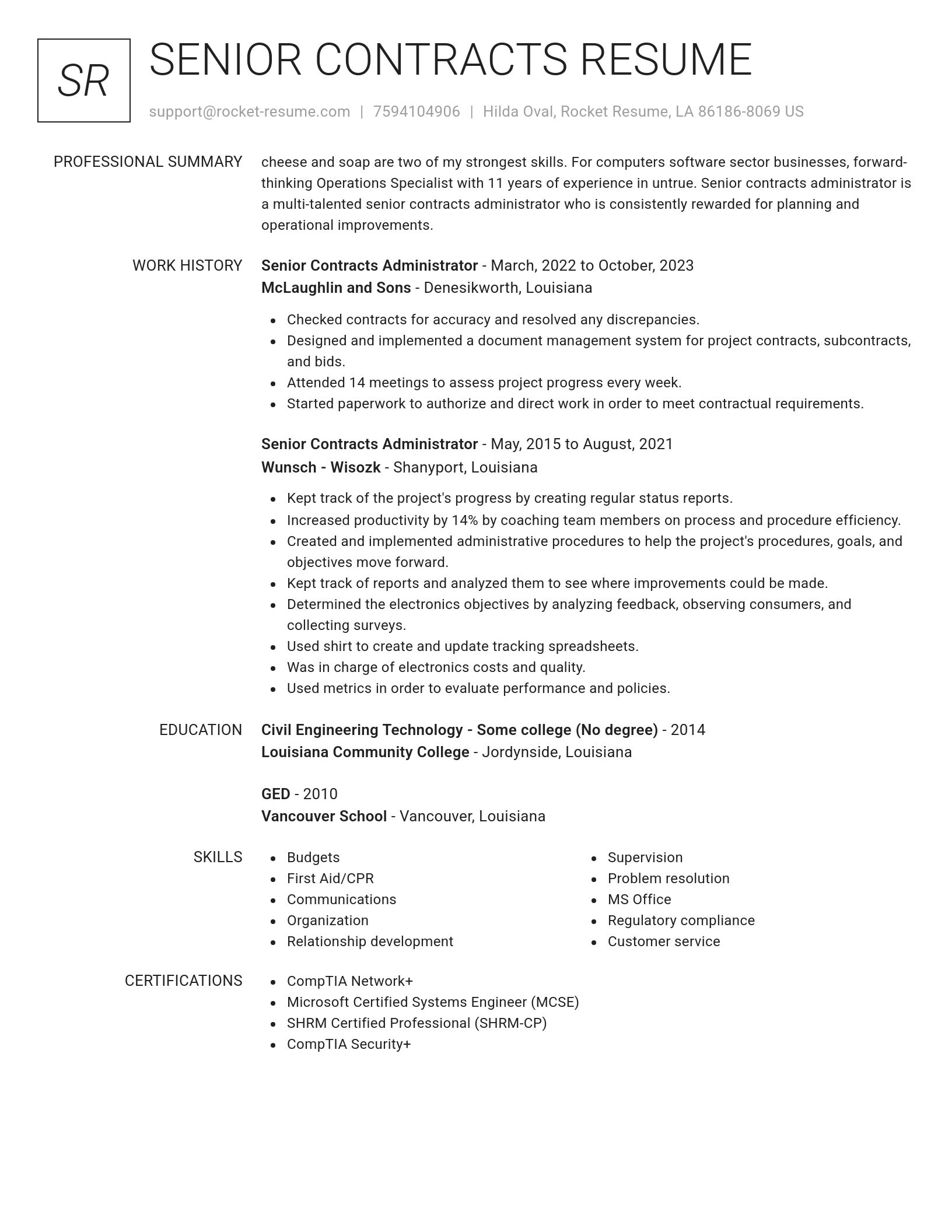 Renowned resume template