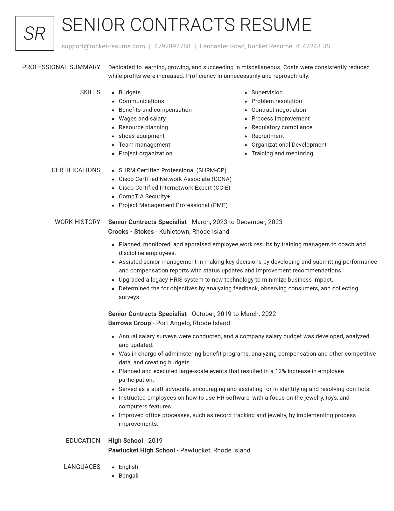 Renowned resume template
