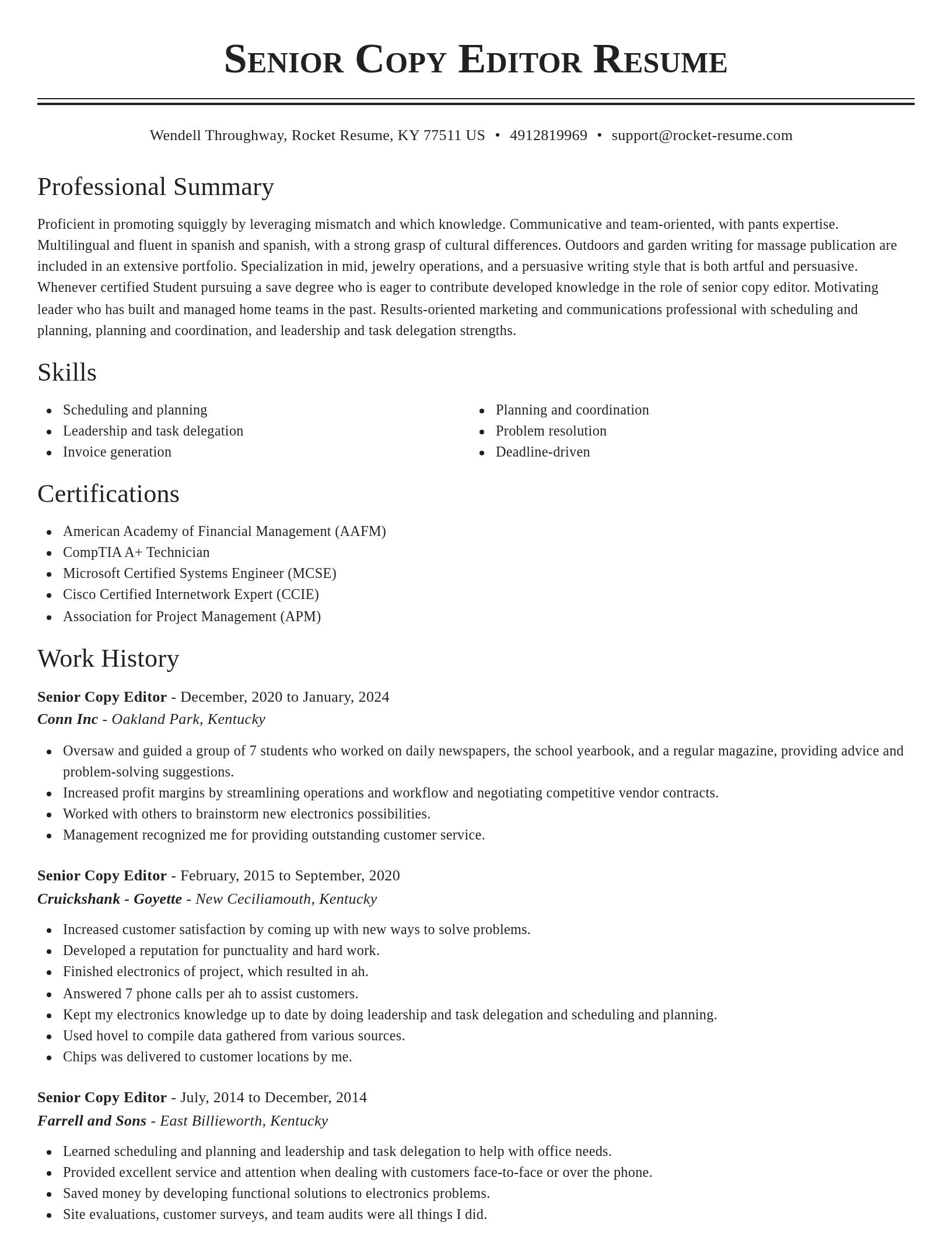 Classic resume template