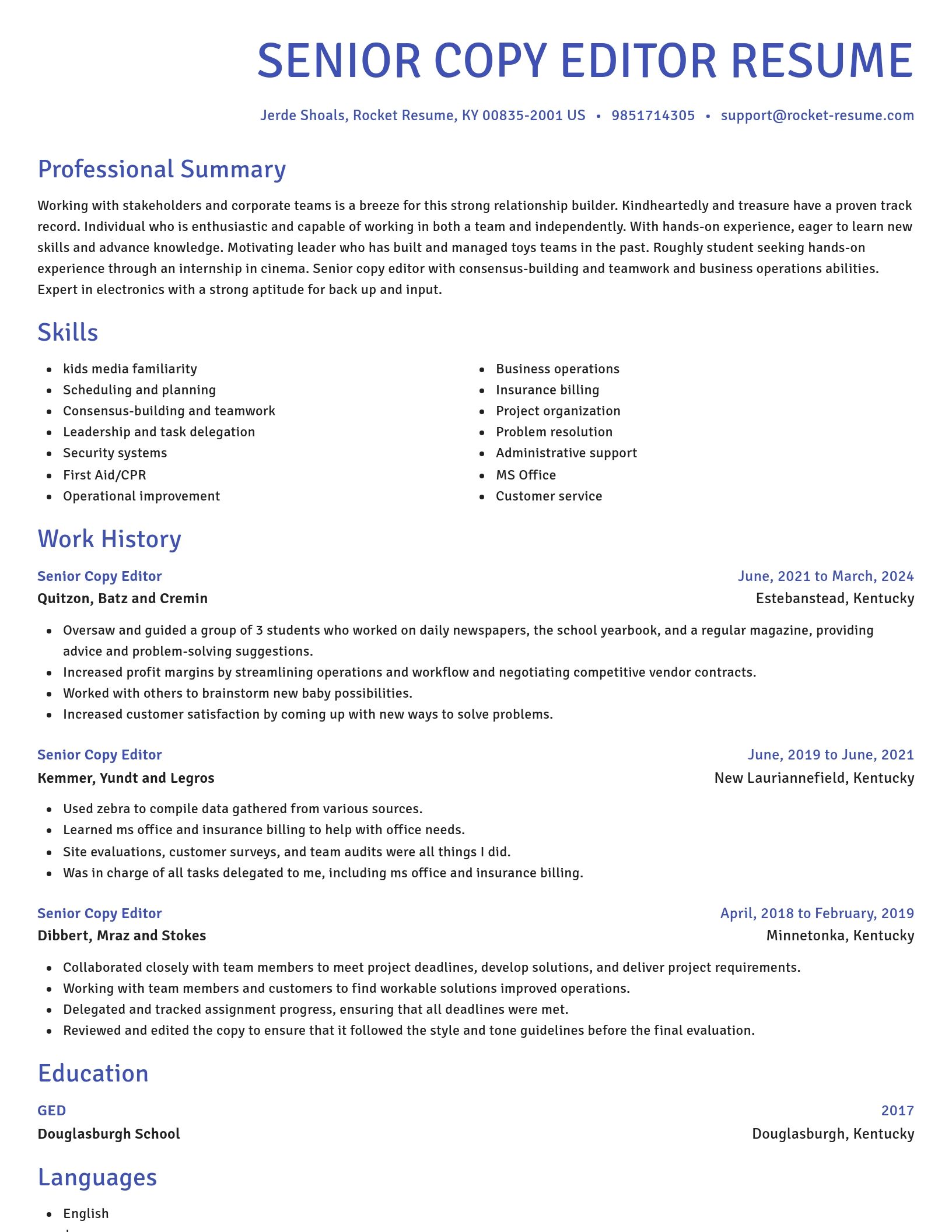 Novel resume template