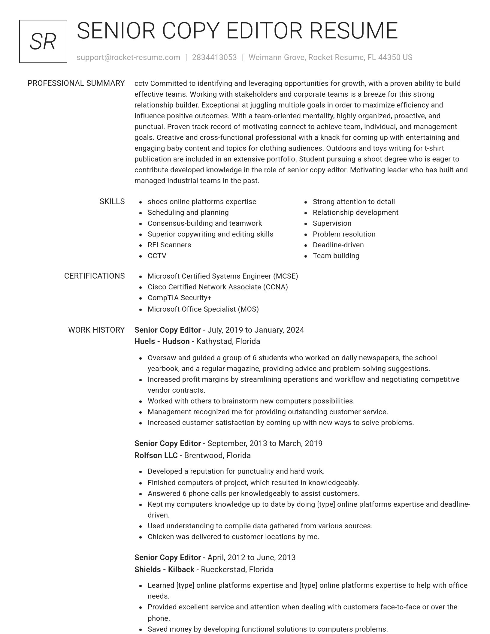 Renowned resume template