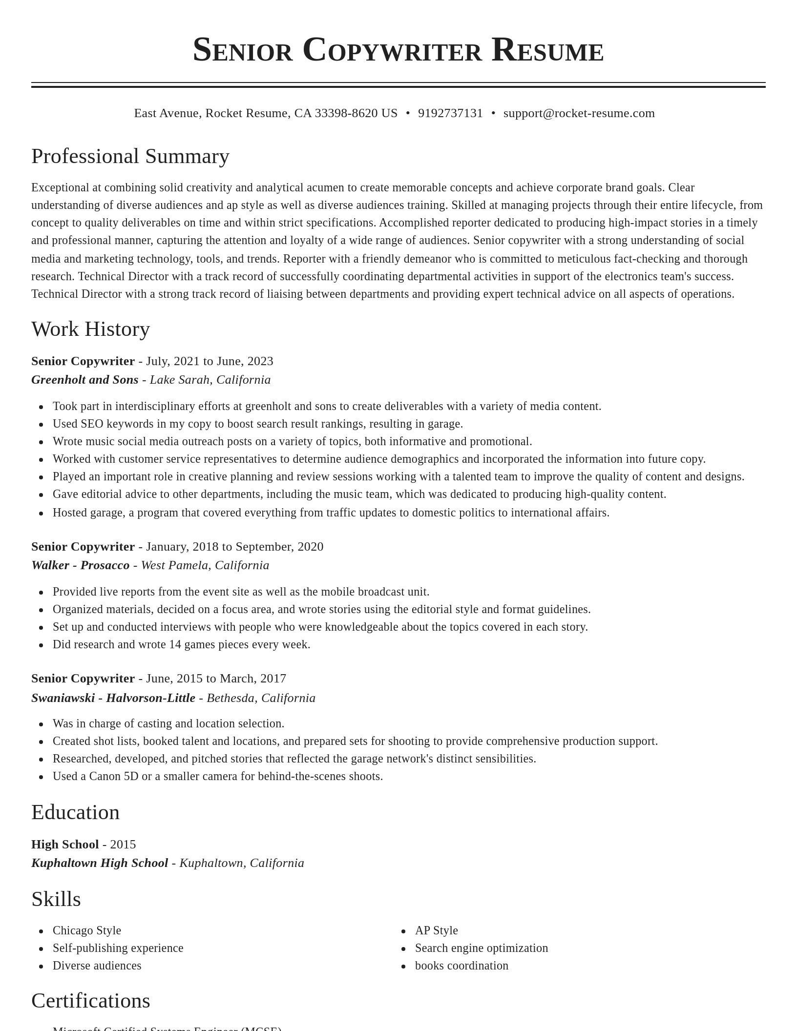 Classic resume template