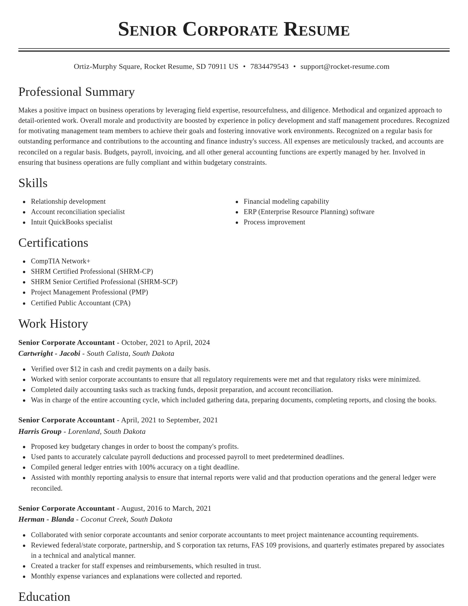 Classic resume template