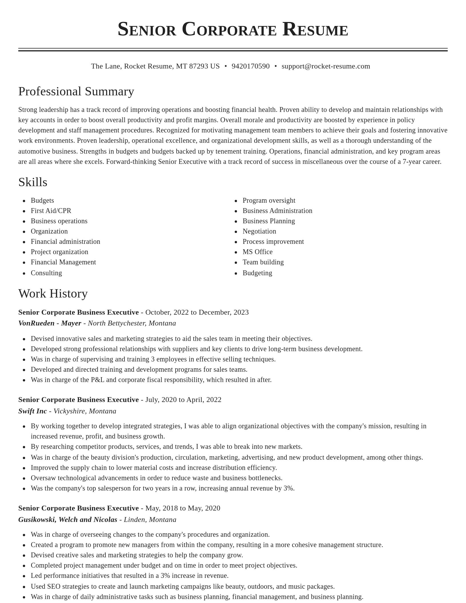 Classic resume template