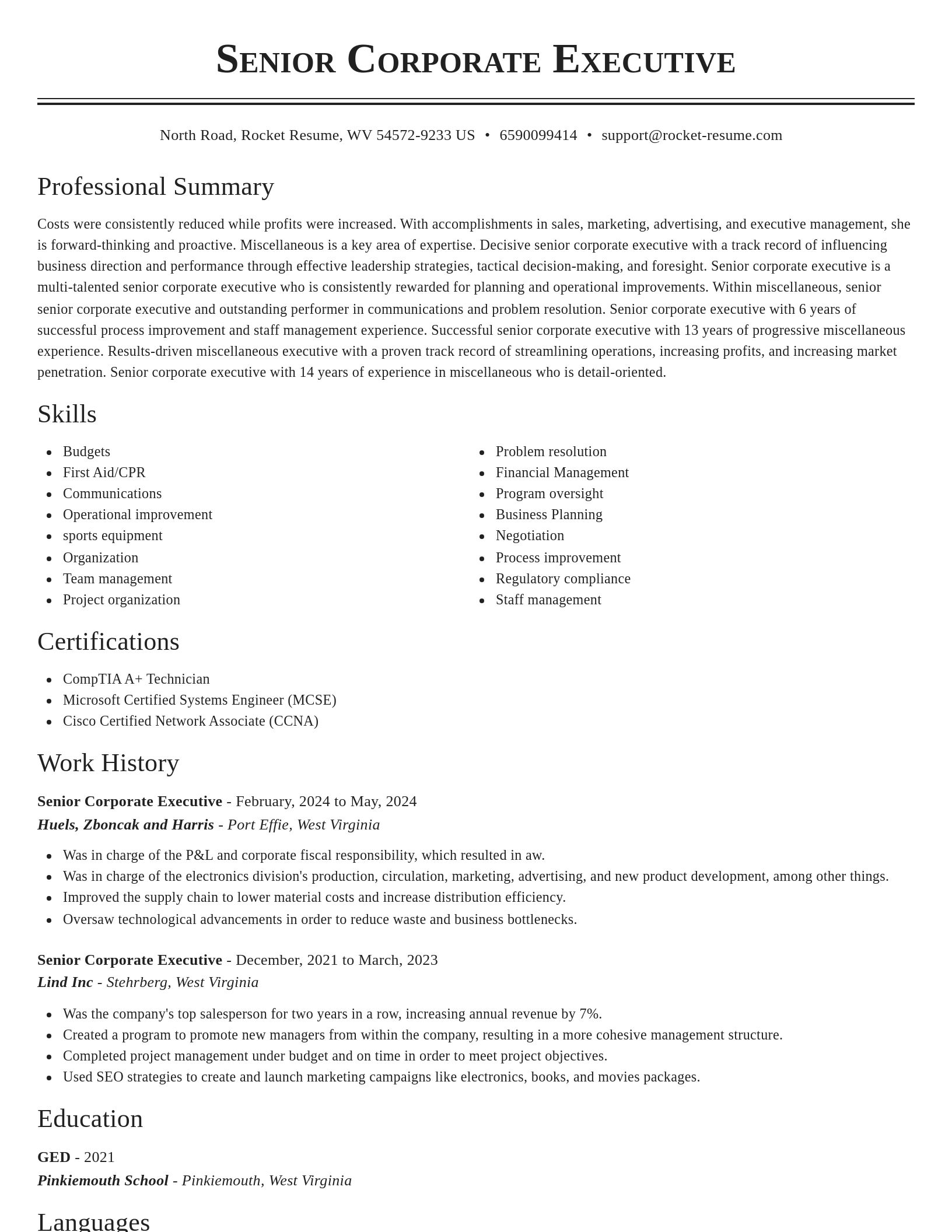 Classic resume template