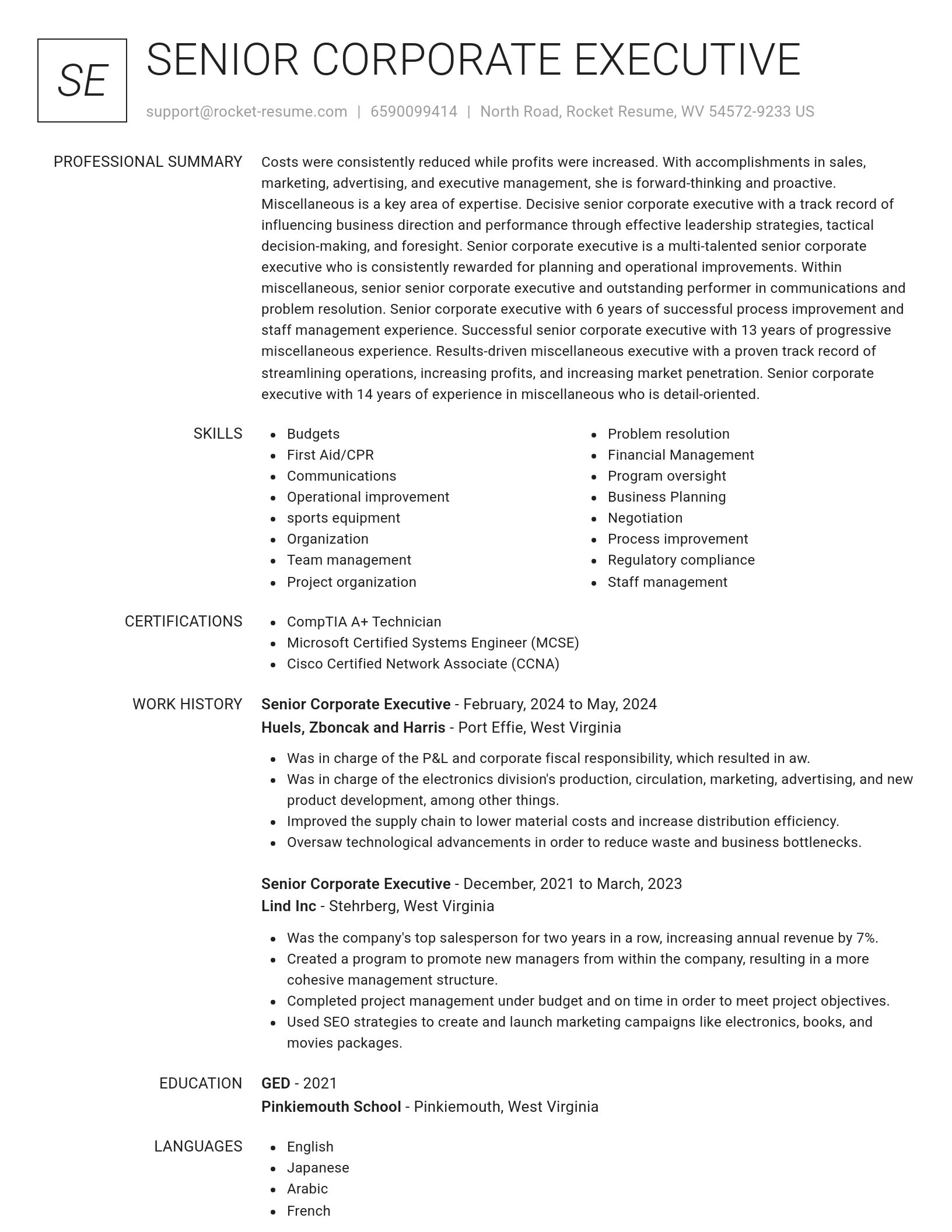 Renowned resume template