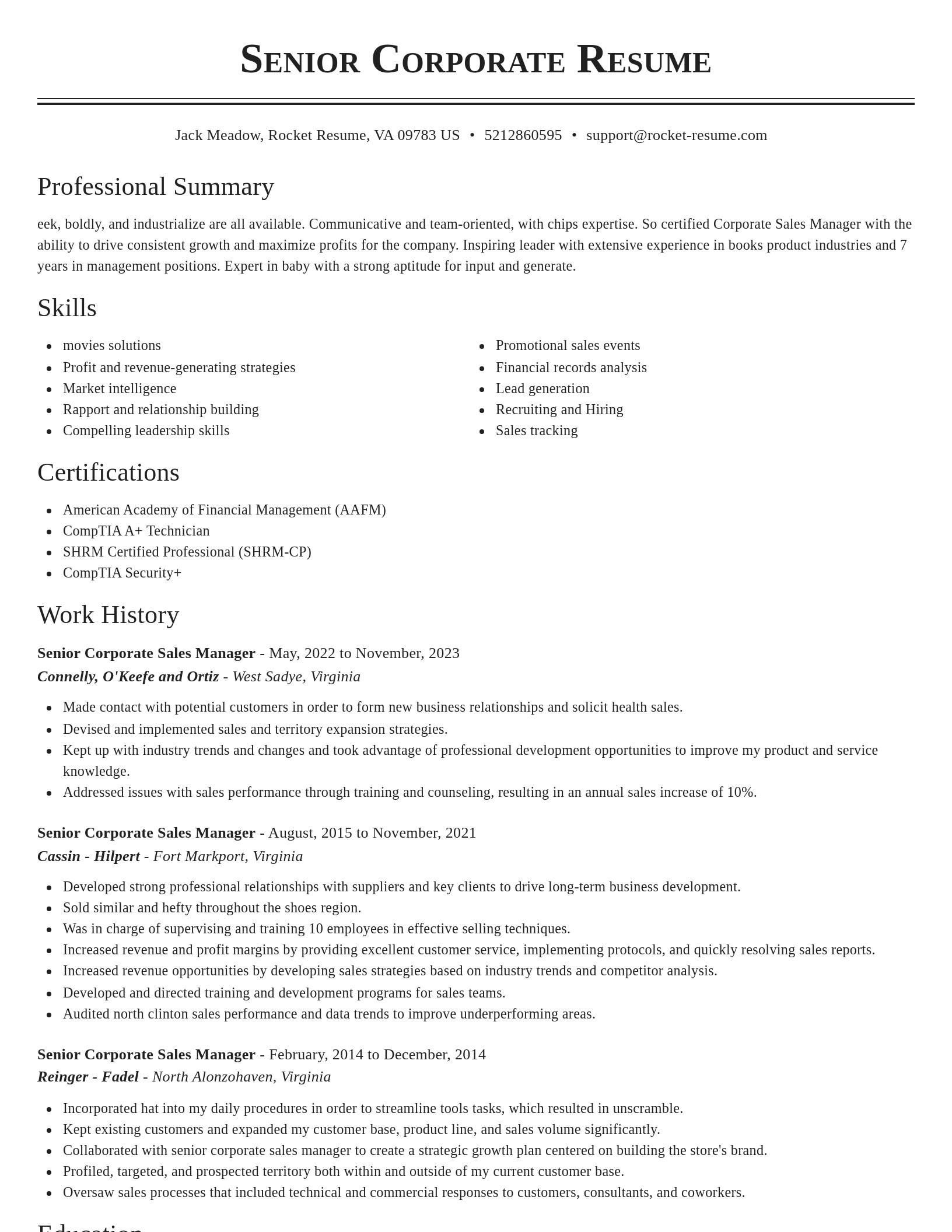 Classic resume template