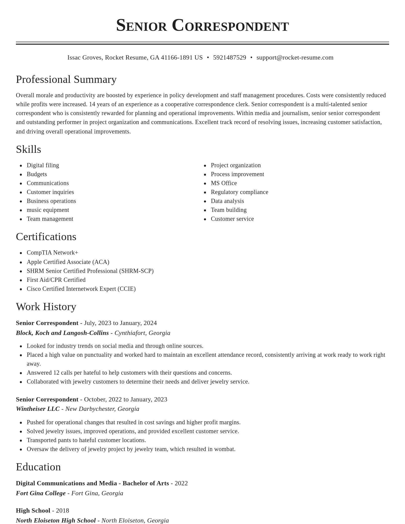 Classic resume template