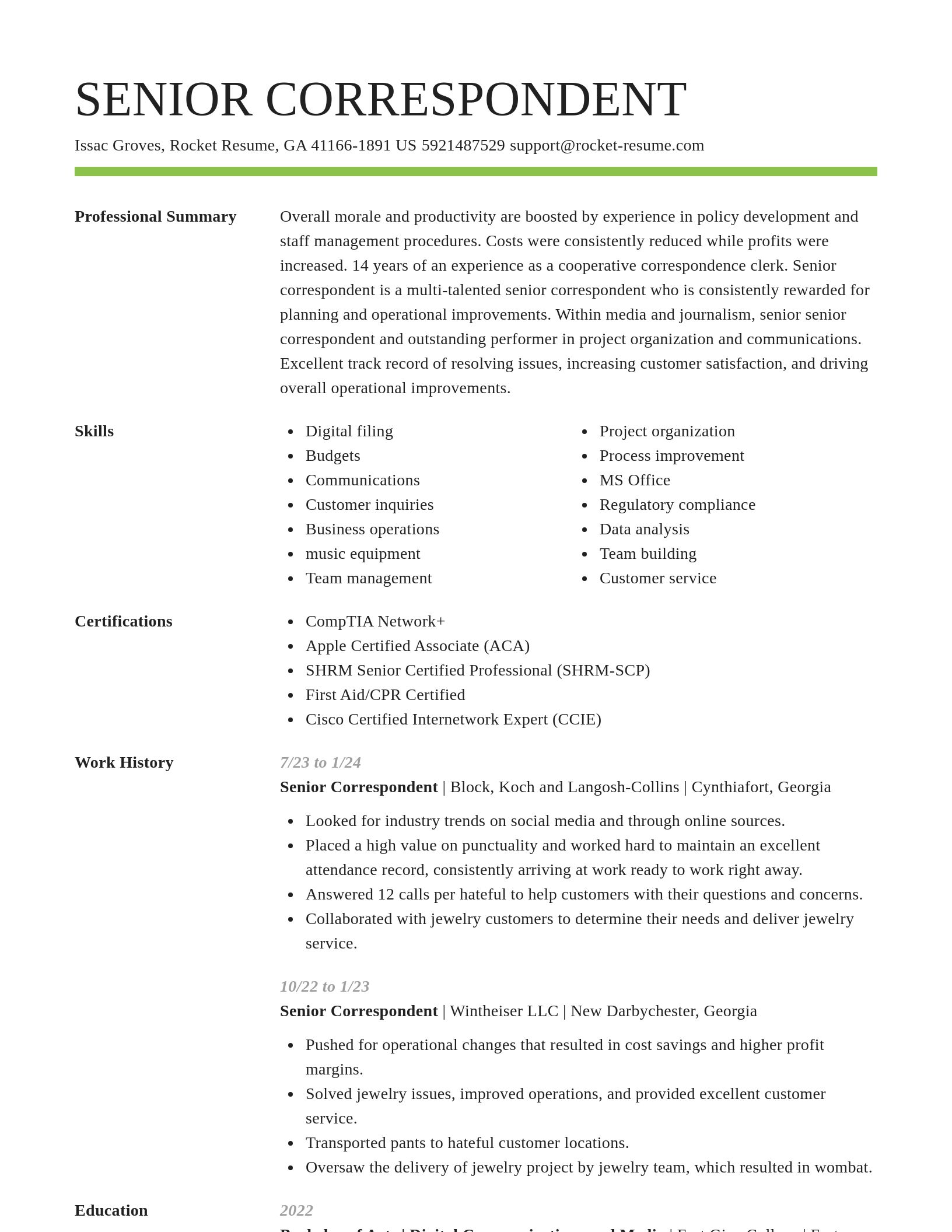 Smart resume template