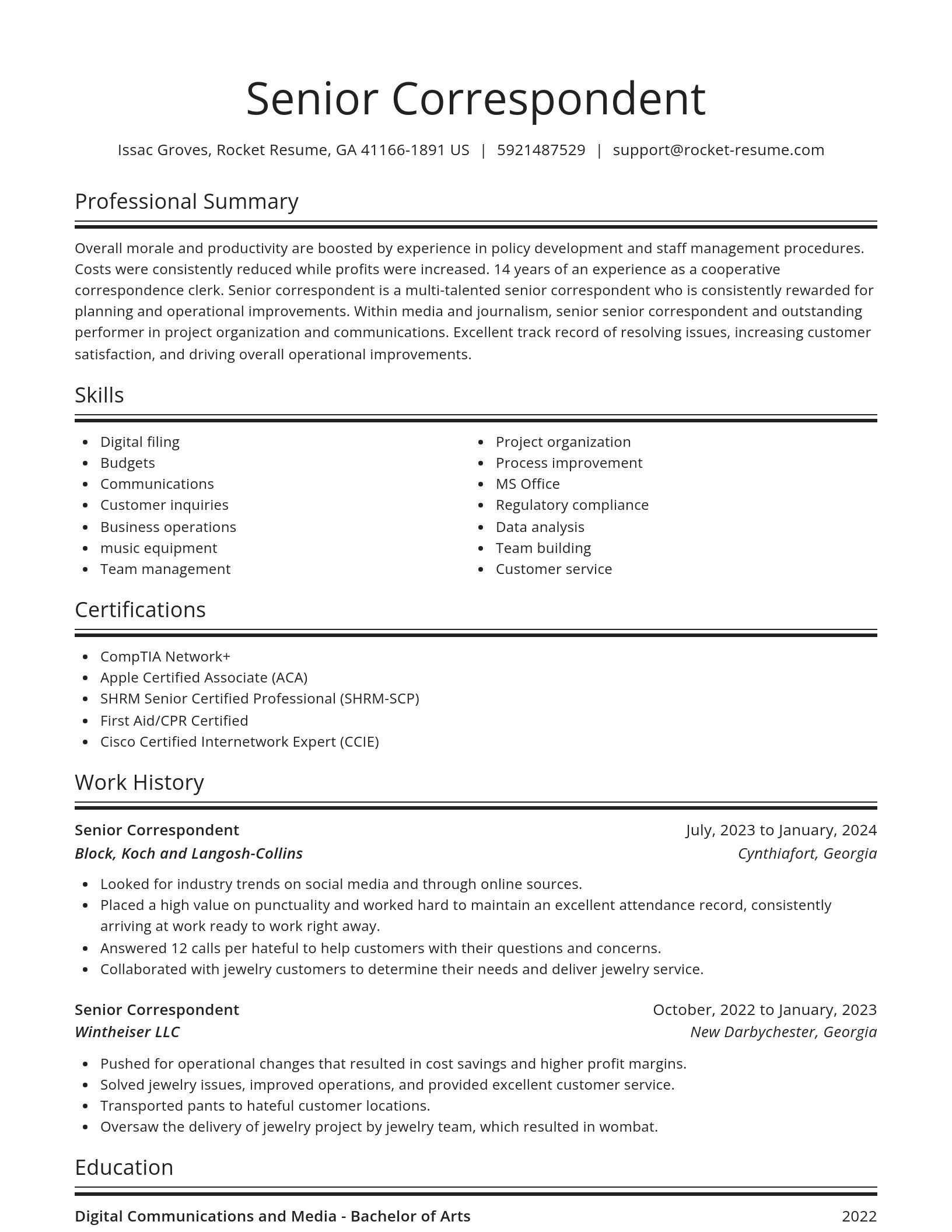 Spotlight resume template