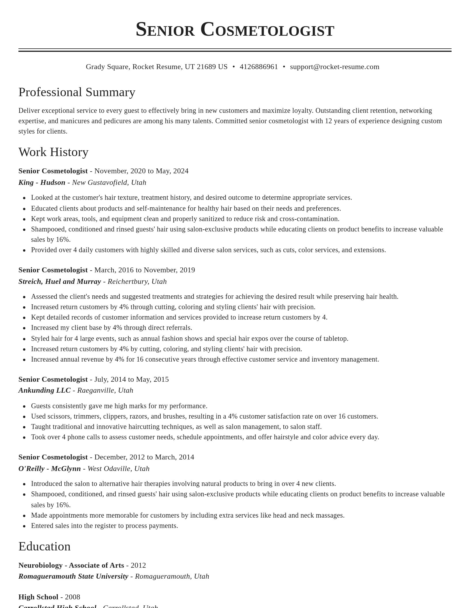 Classic resume template