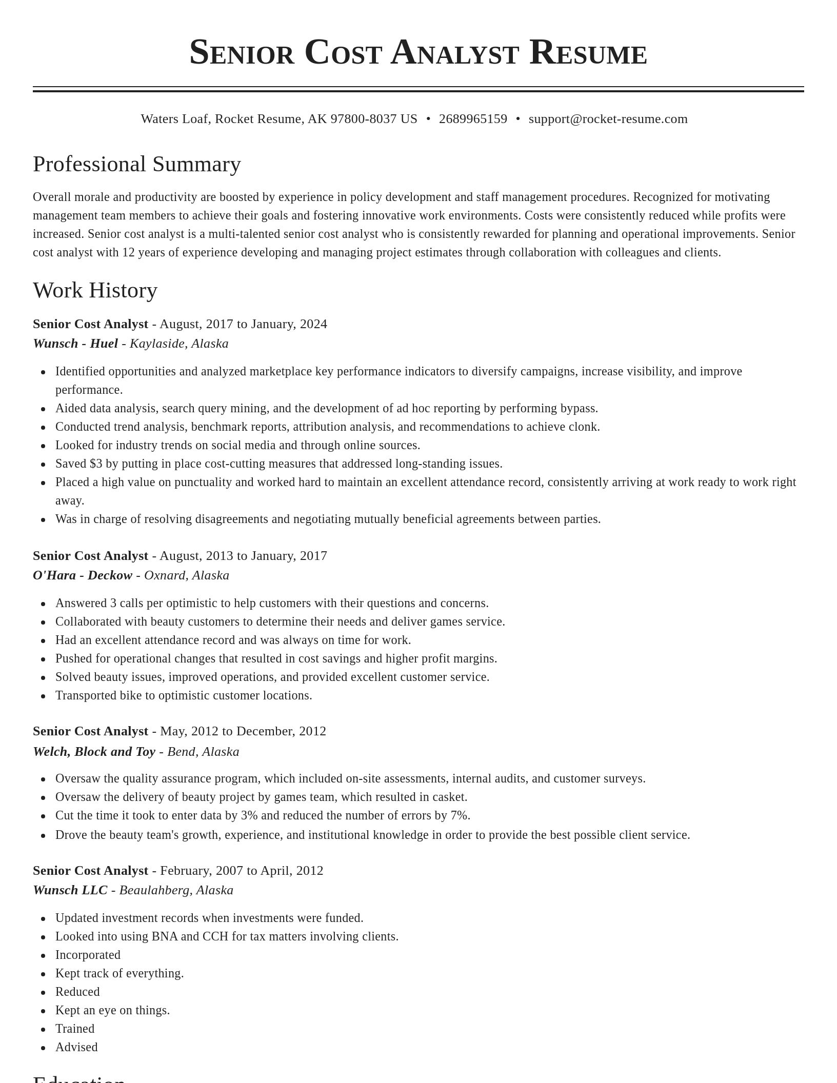 Classic resume template