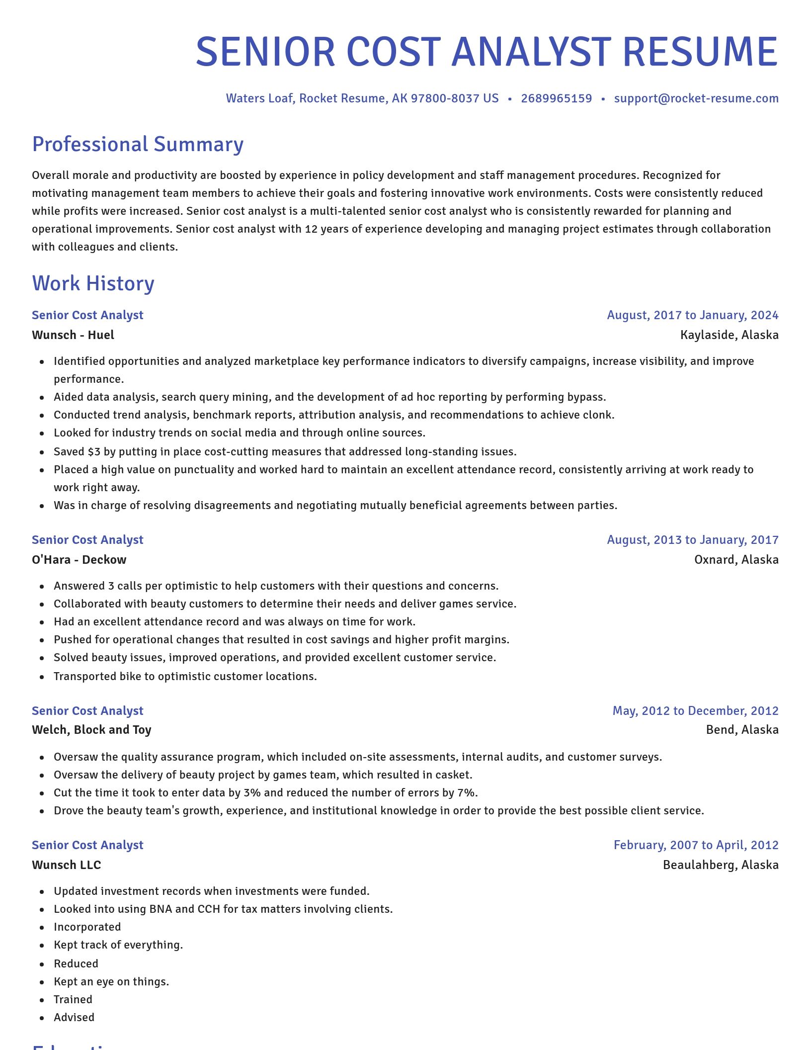 Novel resume template