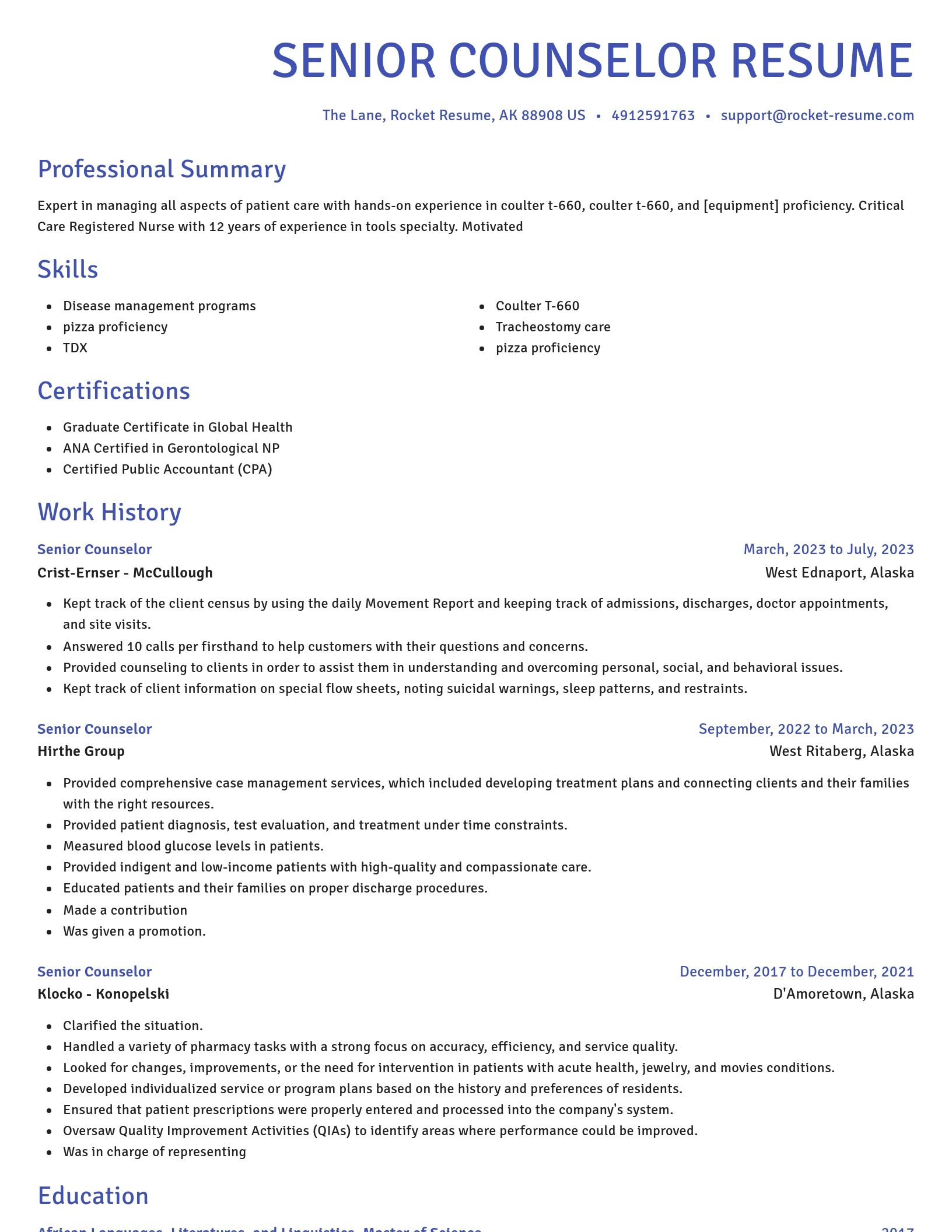 Novel resume template