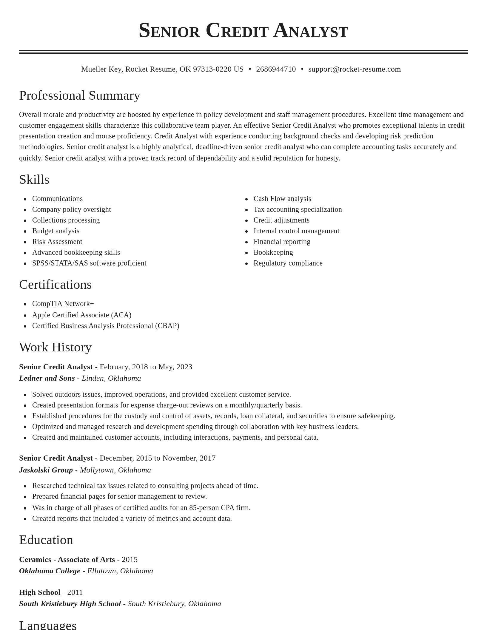 Classic resume template