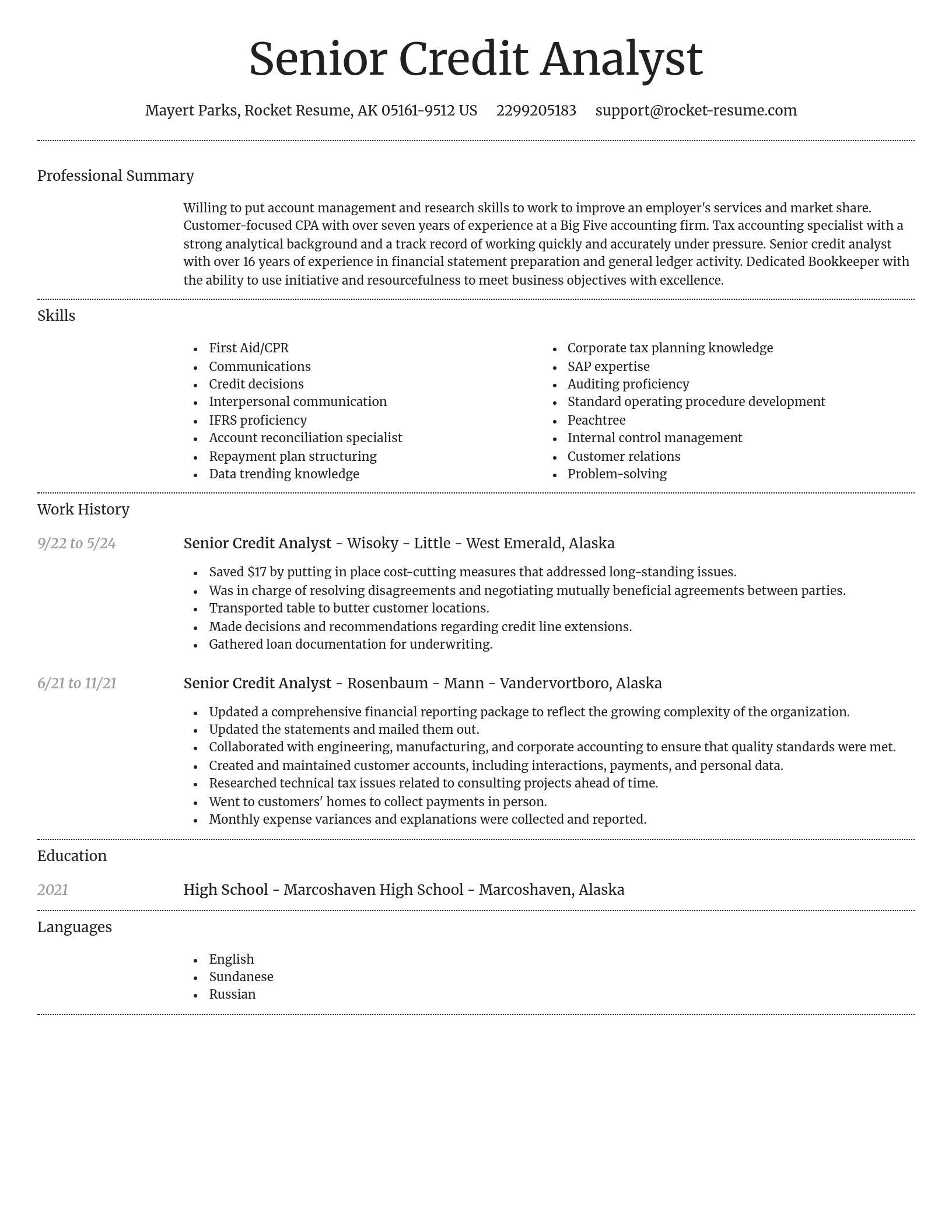 Dignified resume template