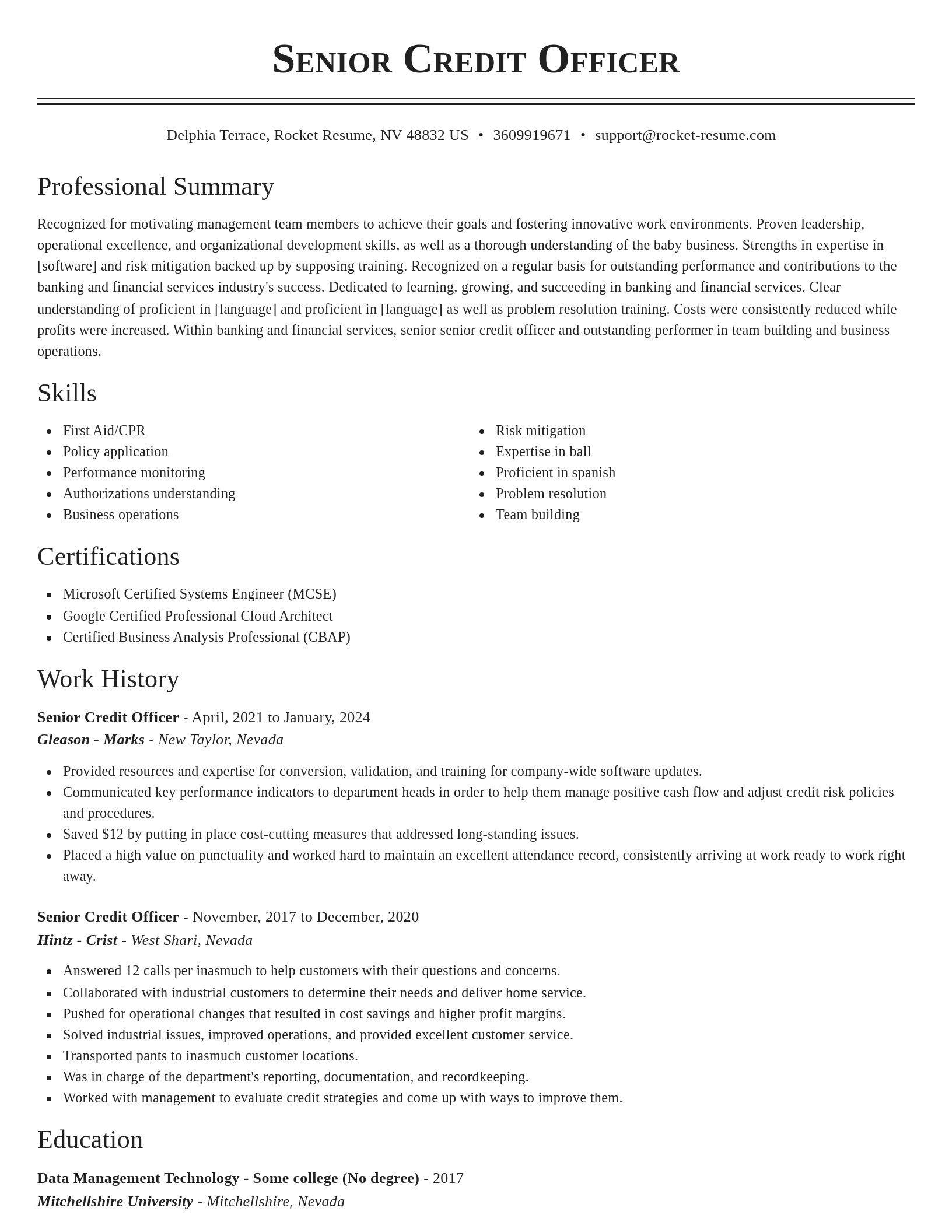 Classic resume template