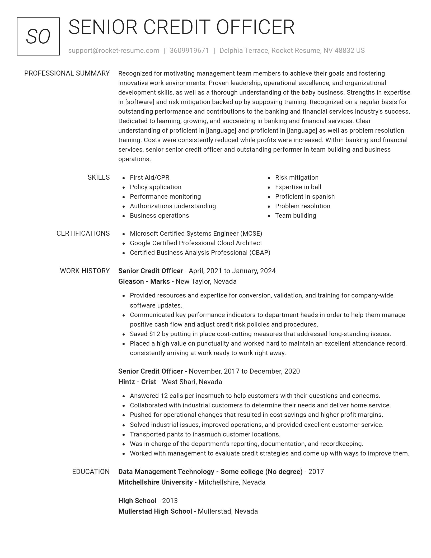 Renowned resume template