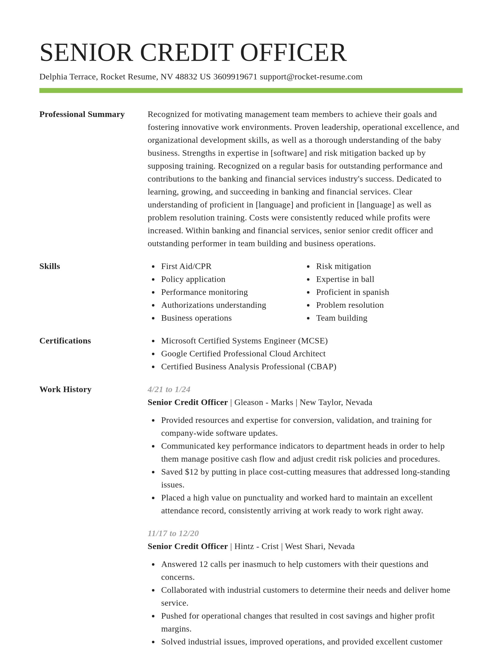 Smart resume template