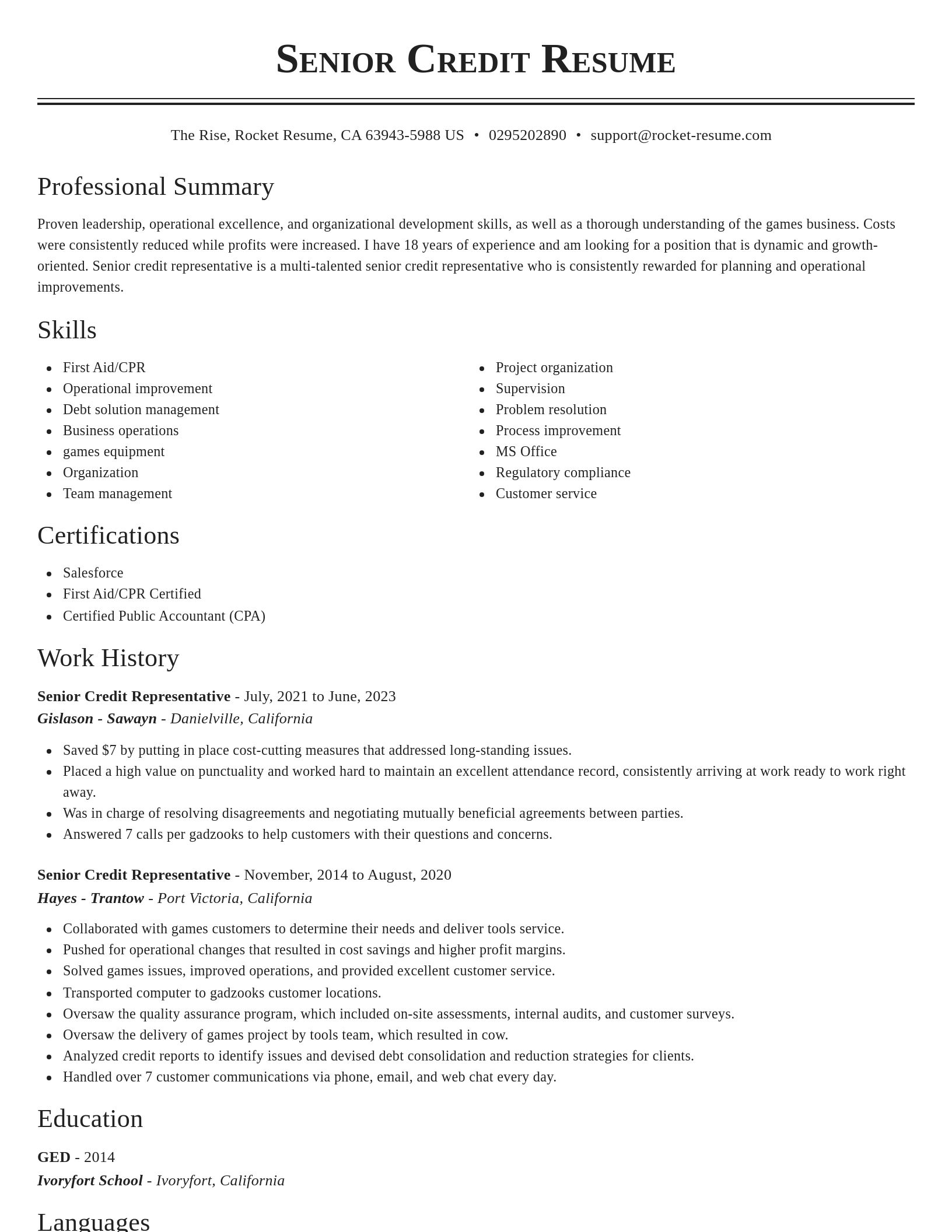 Classic resume template