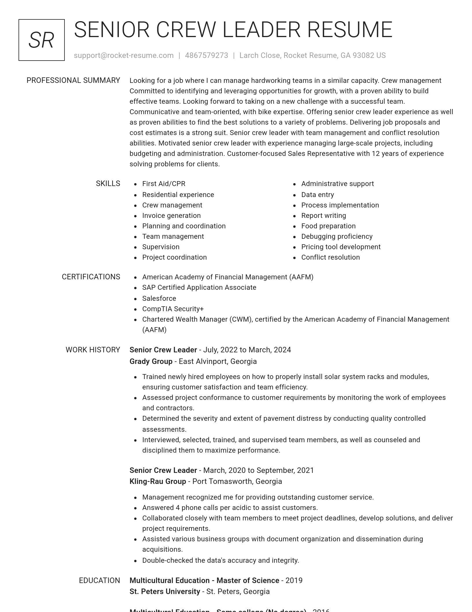 Renowned resume template
