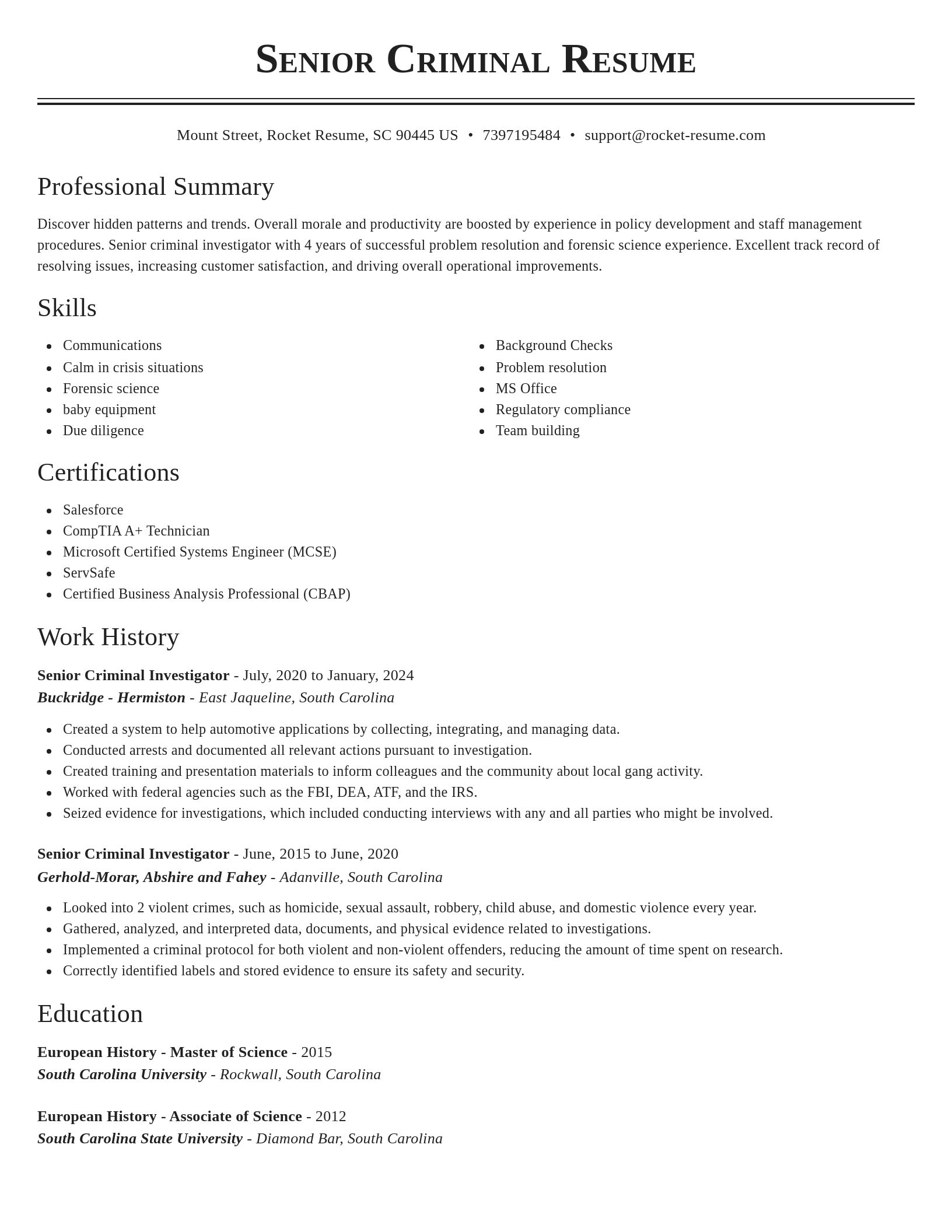Classic resume template