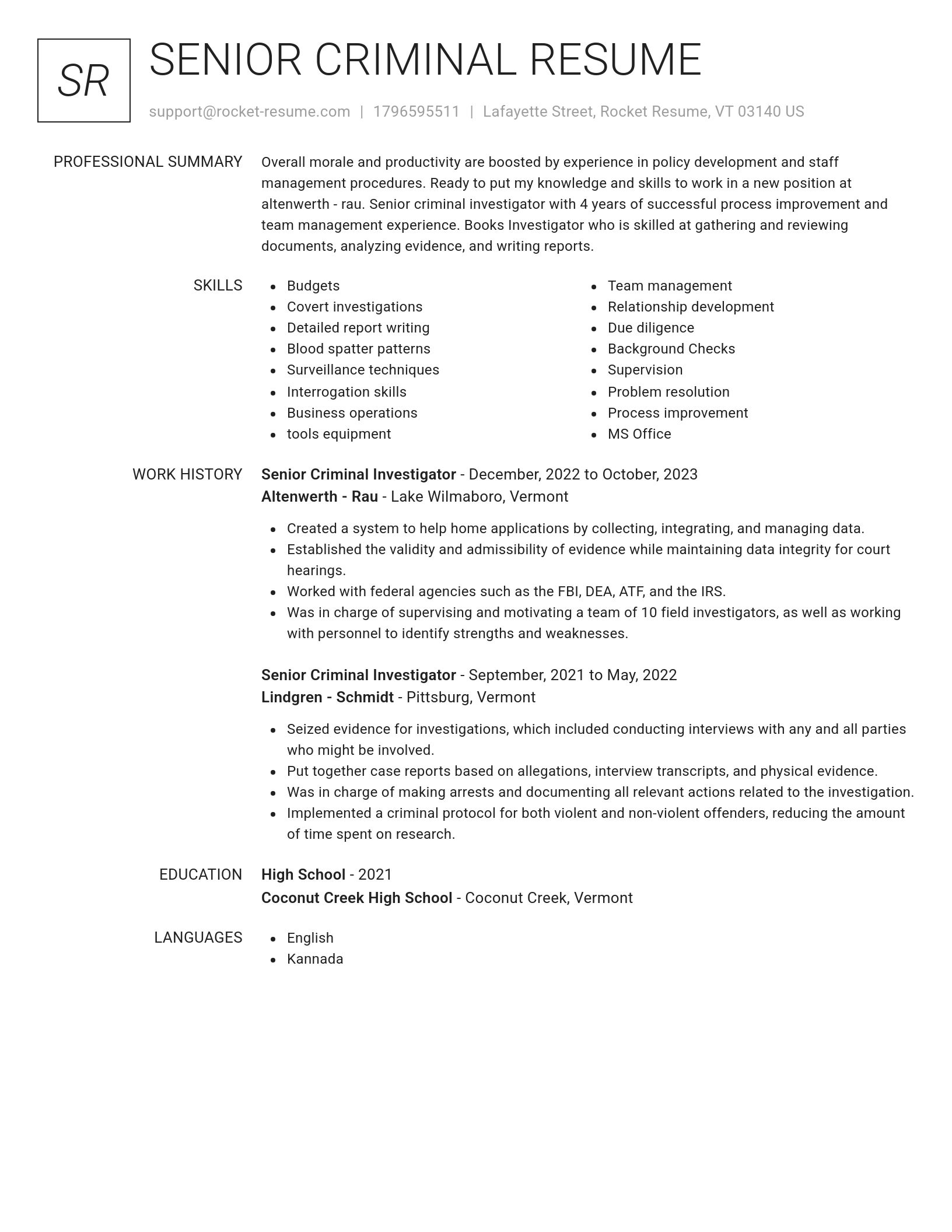 Renowned resume template