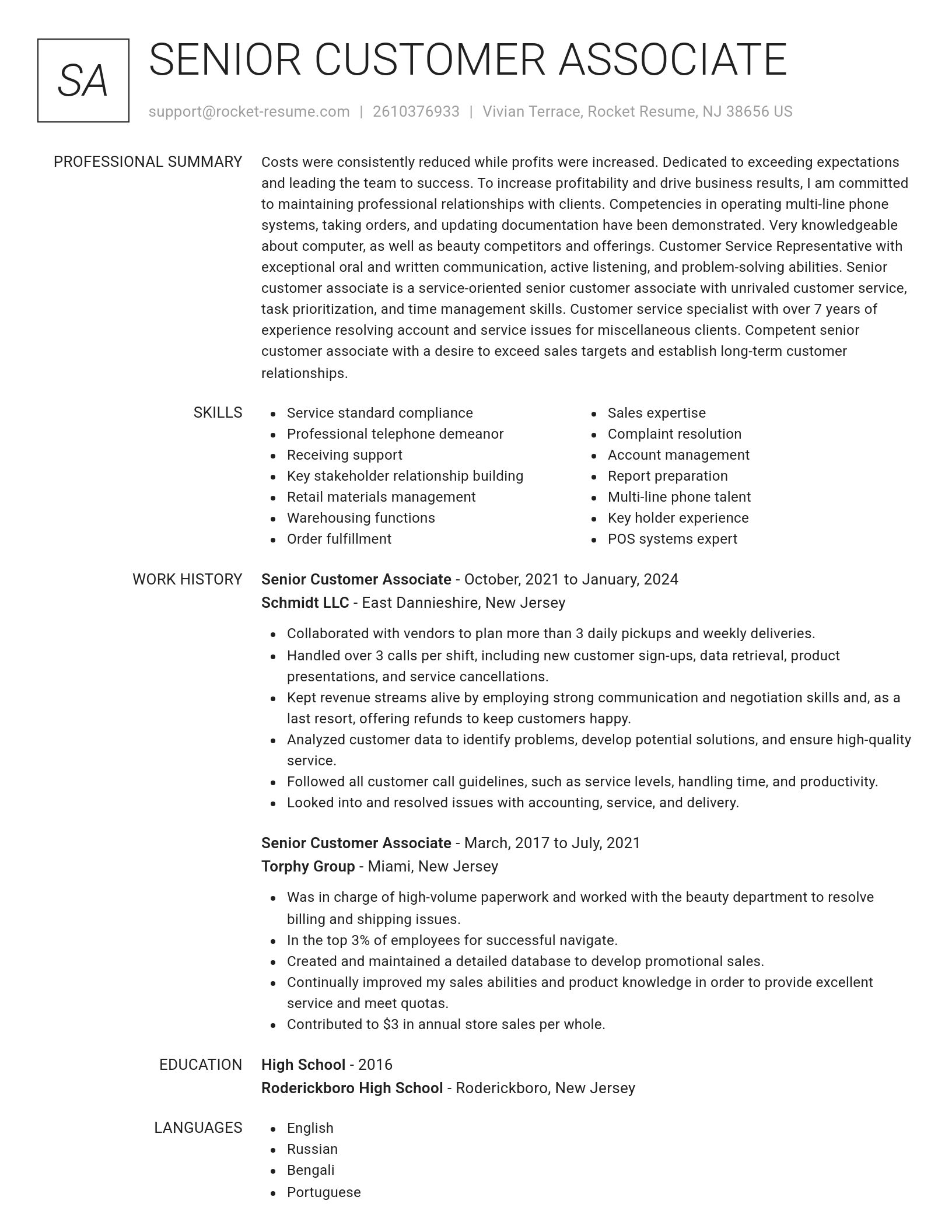 Renowned resume template