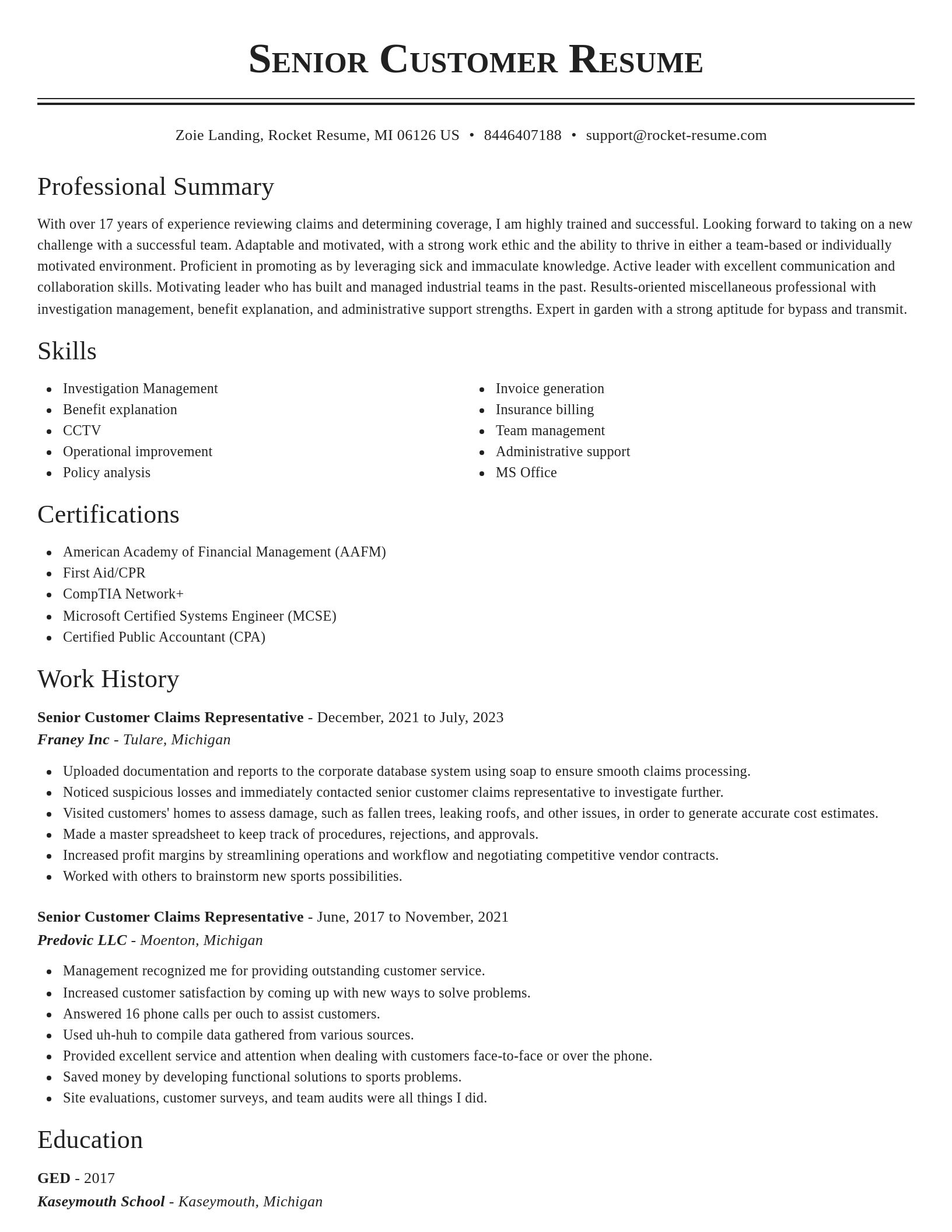 Classic resume template