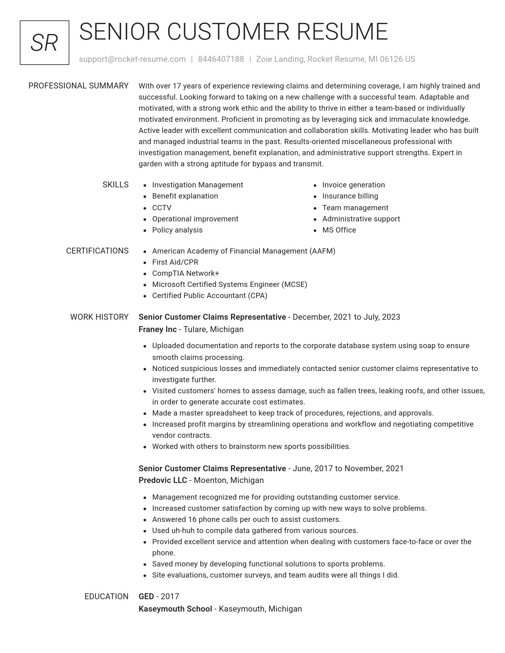 Renowned resume template