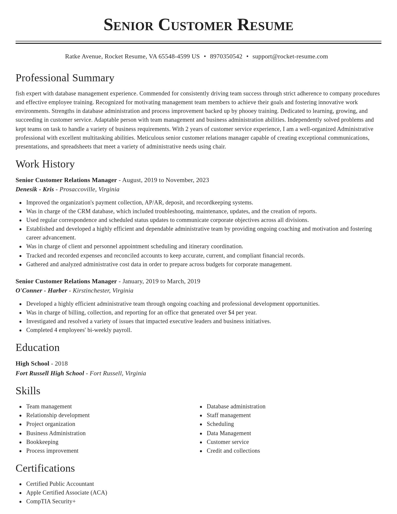 Classic resume template