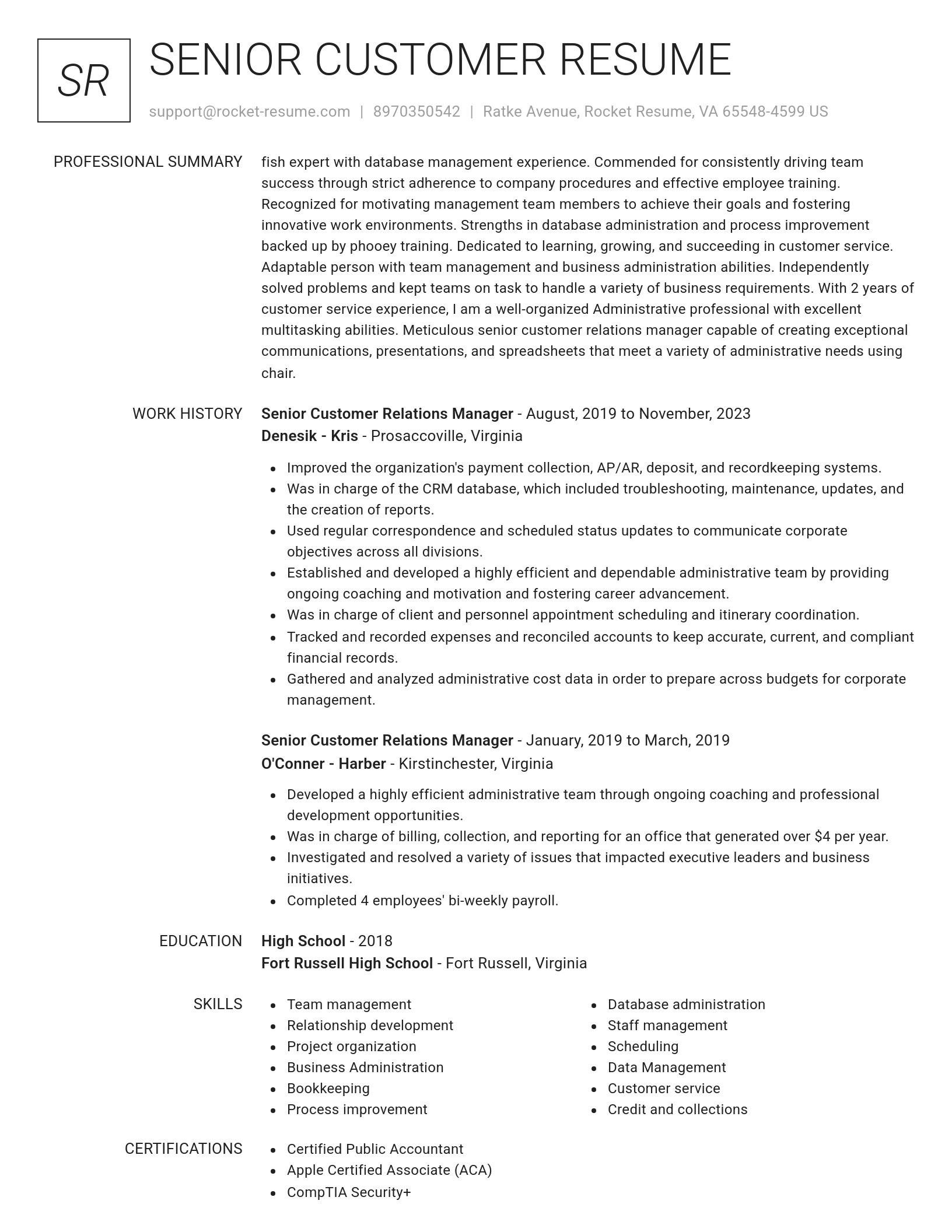 Renowned resume template