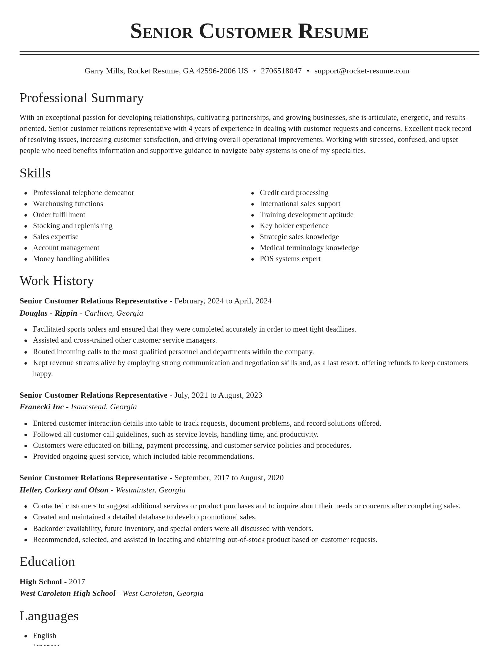 Classic resume template