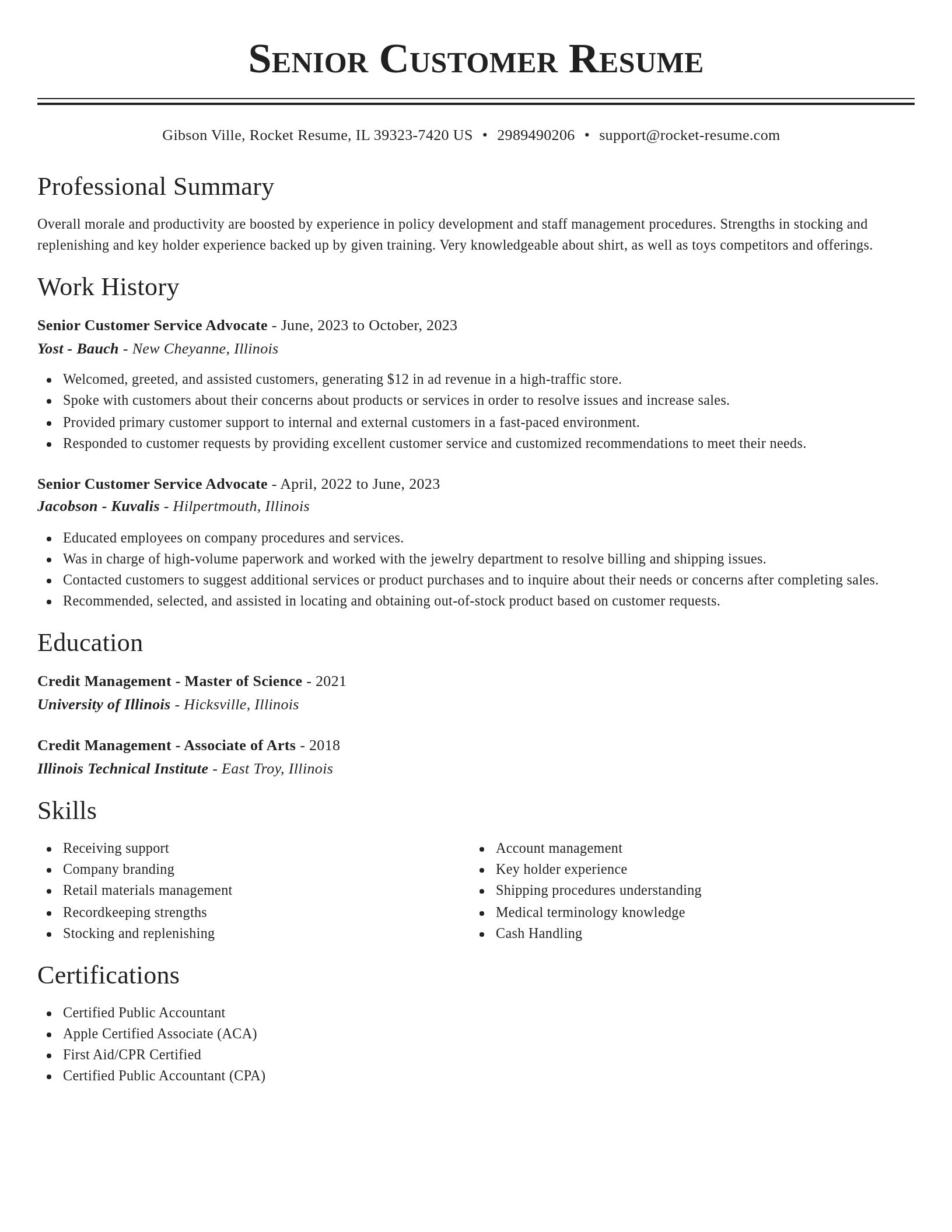 Classic resume template
