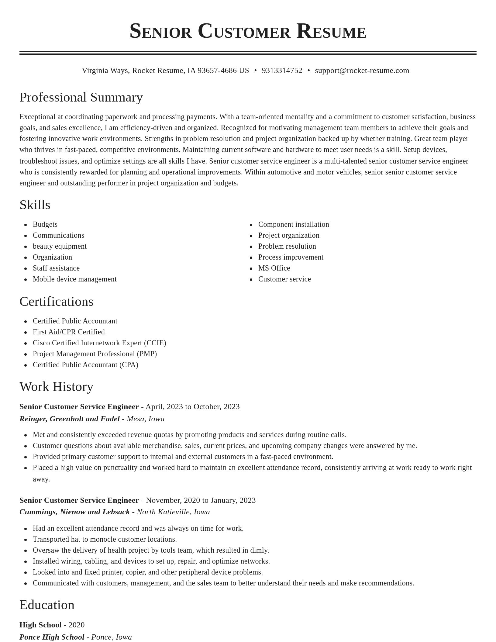 Classic resume template