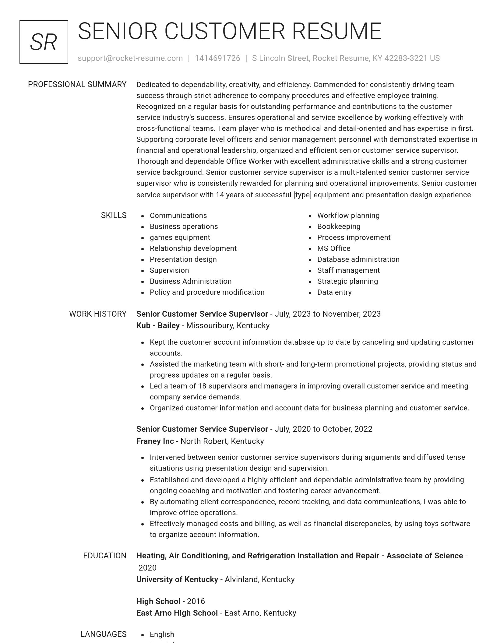 Renowned resume template