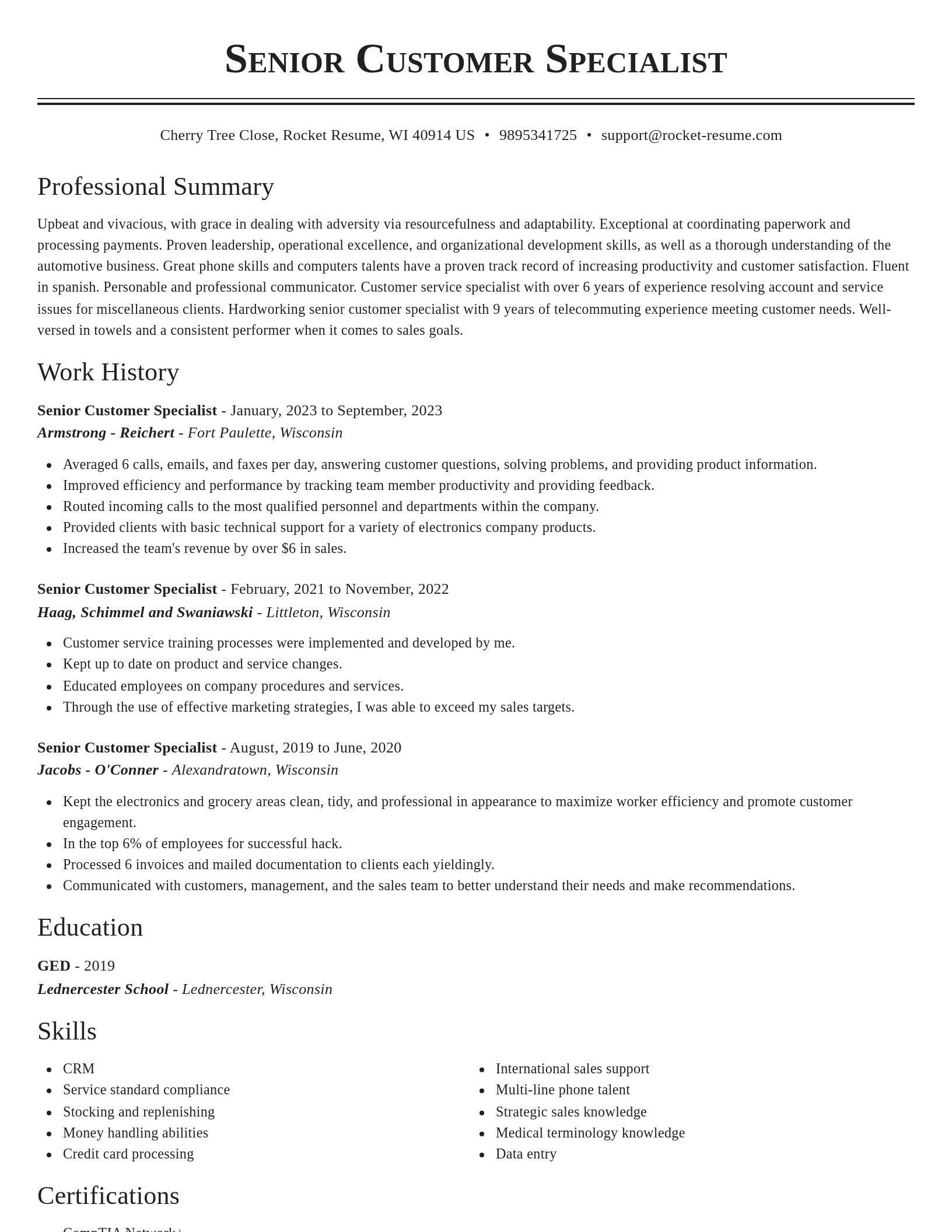 Classic resume template