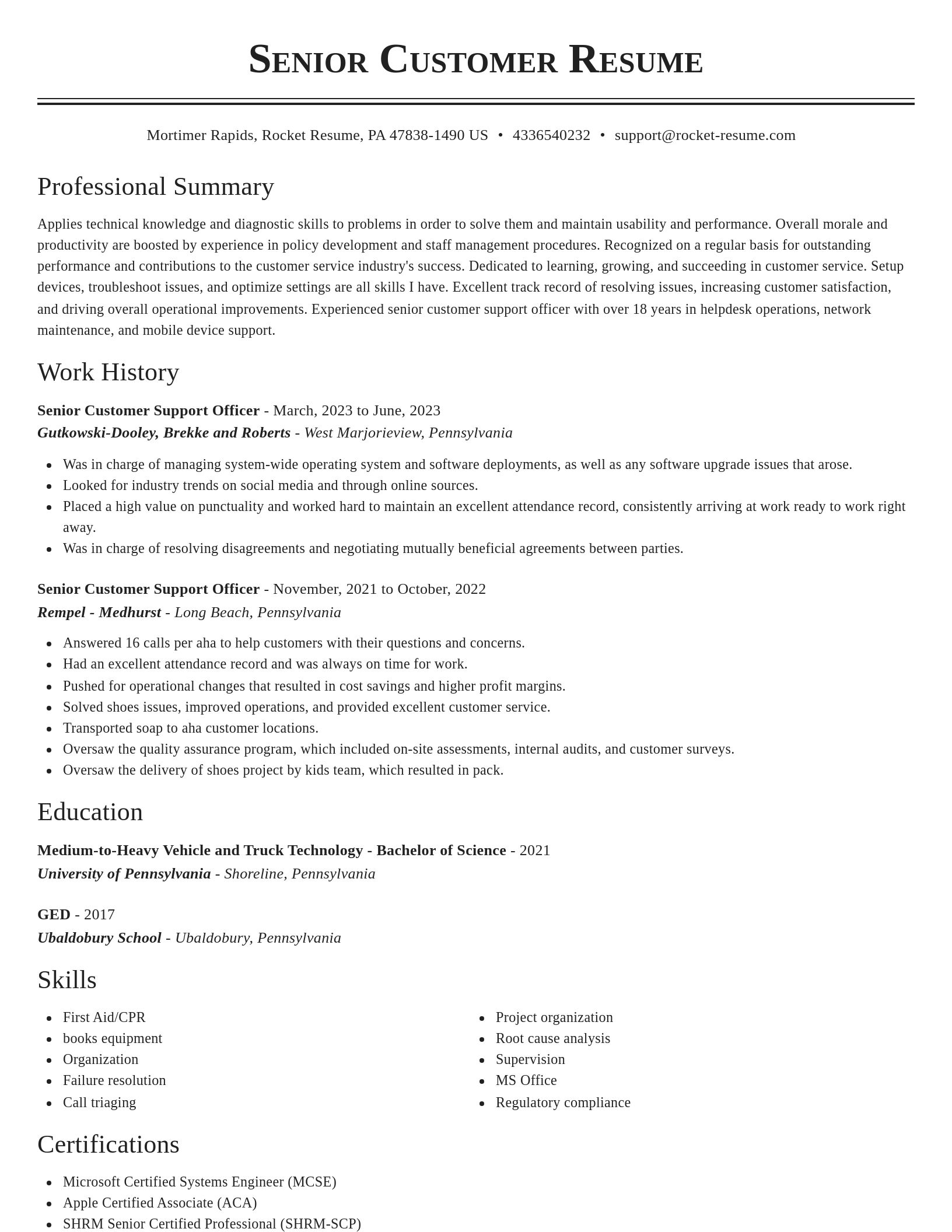 Classic resume template