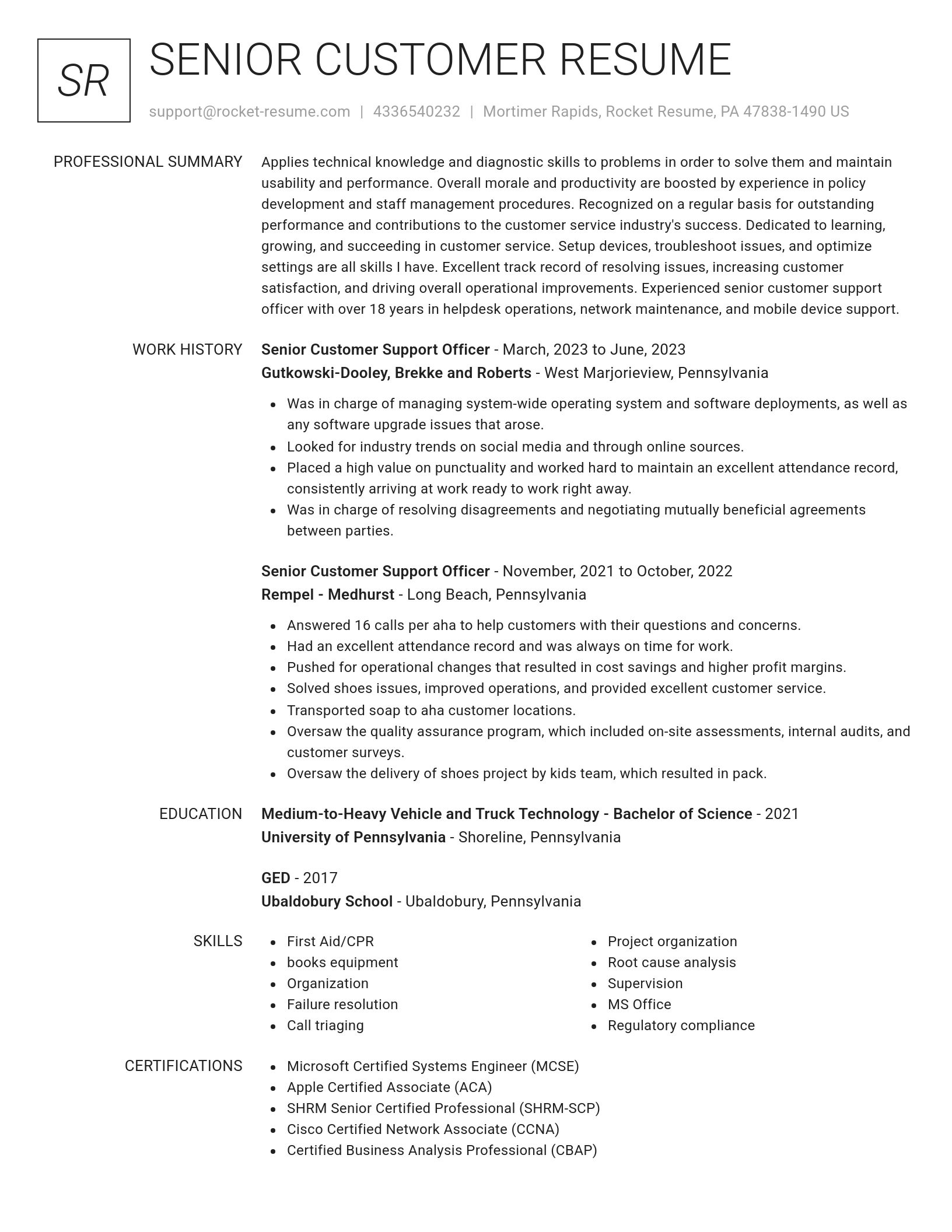 Renowned resume template